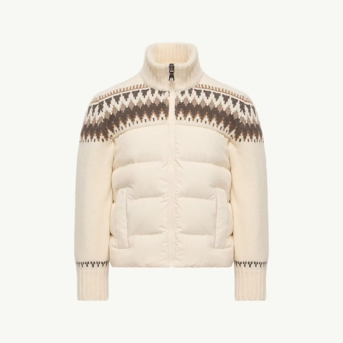 Boys White Padded Down Zip-Up Cardigan