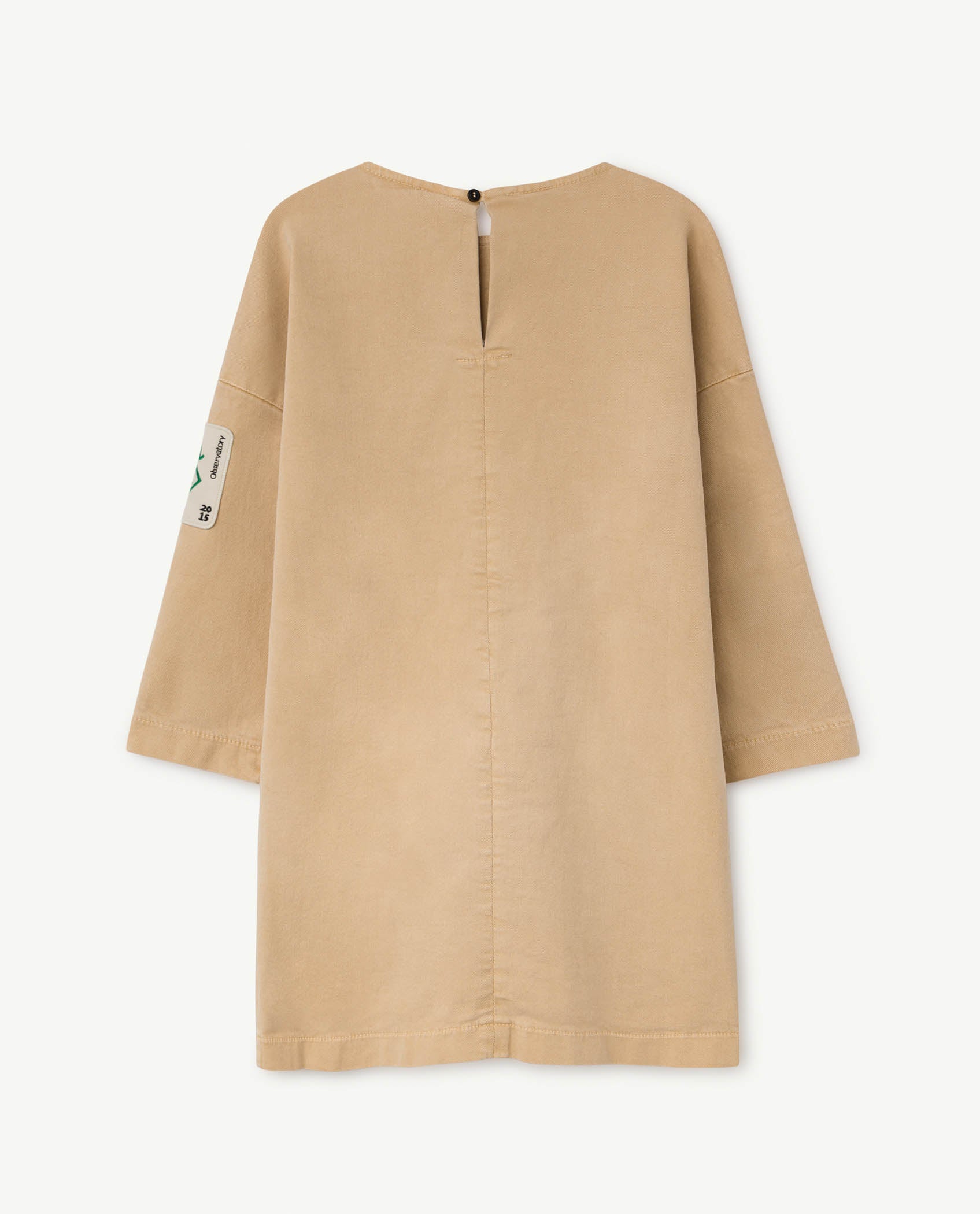 Girls Beige Pocket Cotton Dress