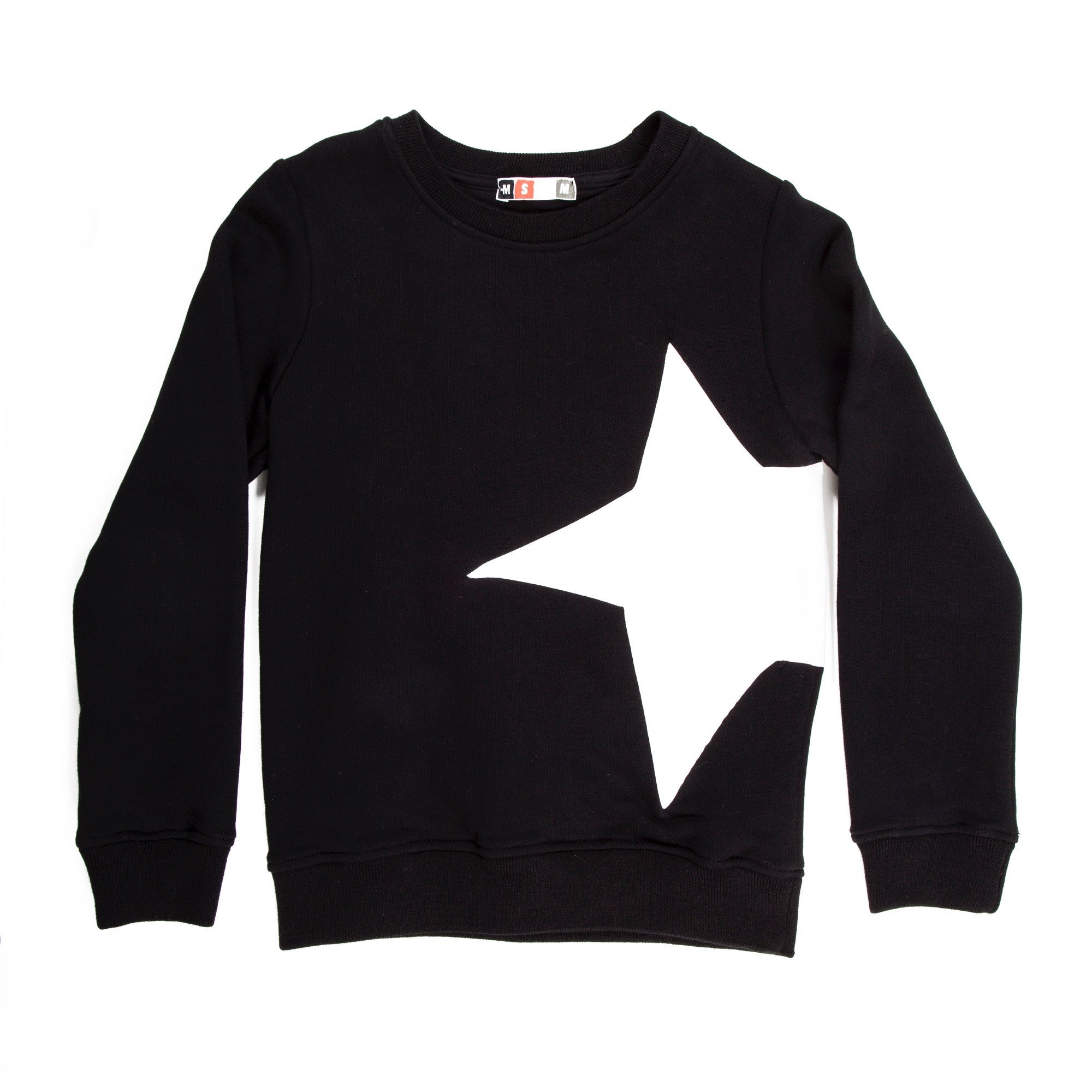 Boys Black Cotton Sweatshirt With White Star Trims - CÉMAROSE | Children's Fashion Store - 1