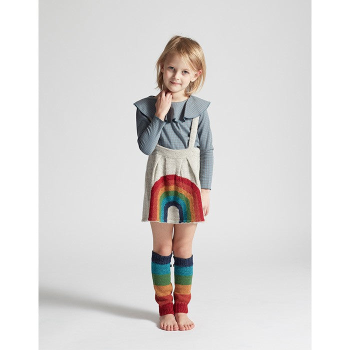 Girls Light Grey Rainbow Alpaca Wool Skirt