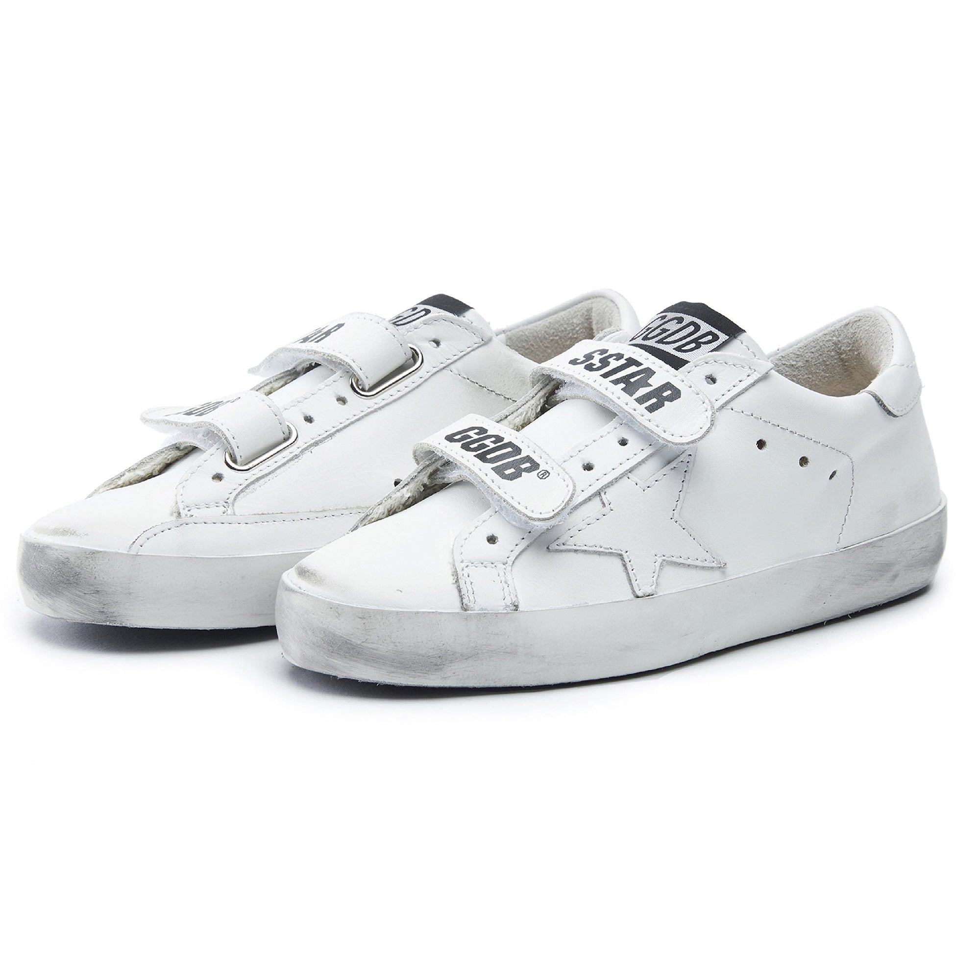 Boys & Girls White Star Leather Shoes