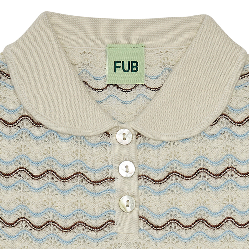 Girls Light Blue Stripes Cotton Polo Shirt