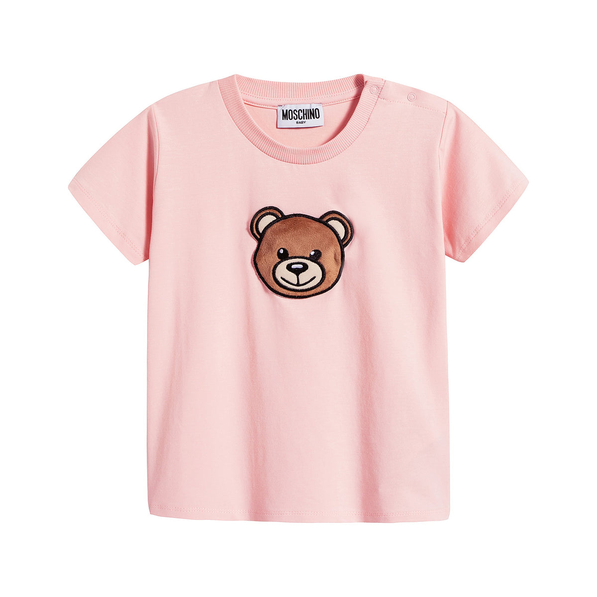 T-shirt en coton rose à logo pour bébés garçons et filles