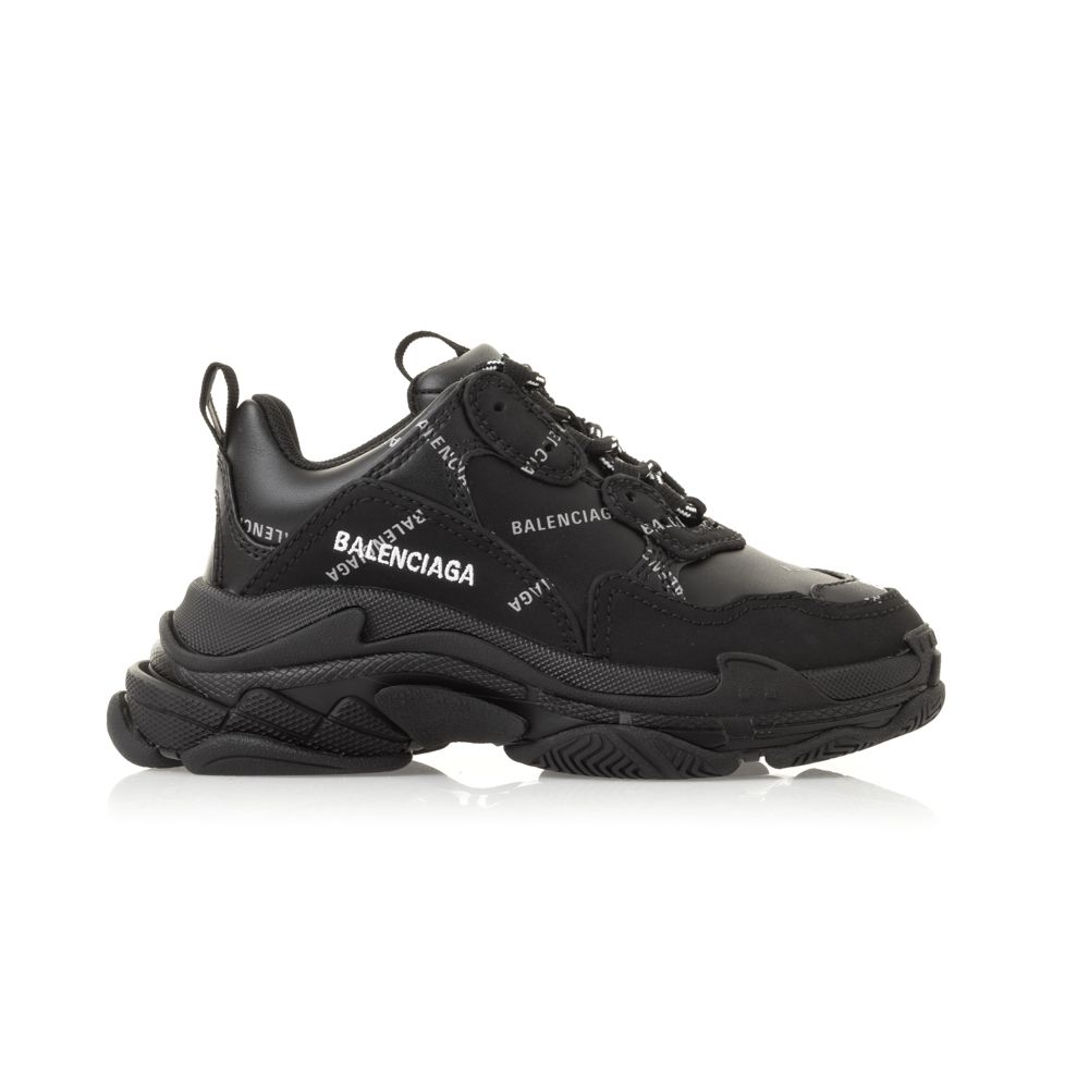 Boys & Girls Black Logo Shoes