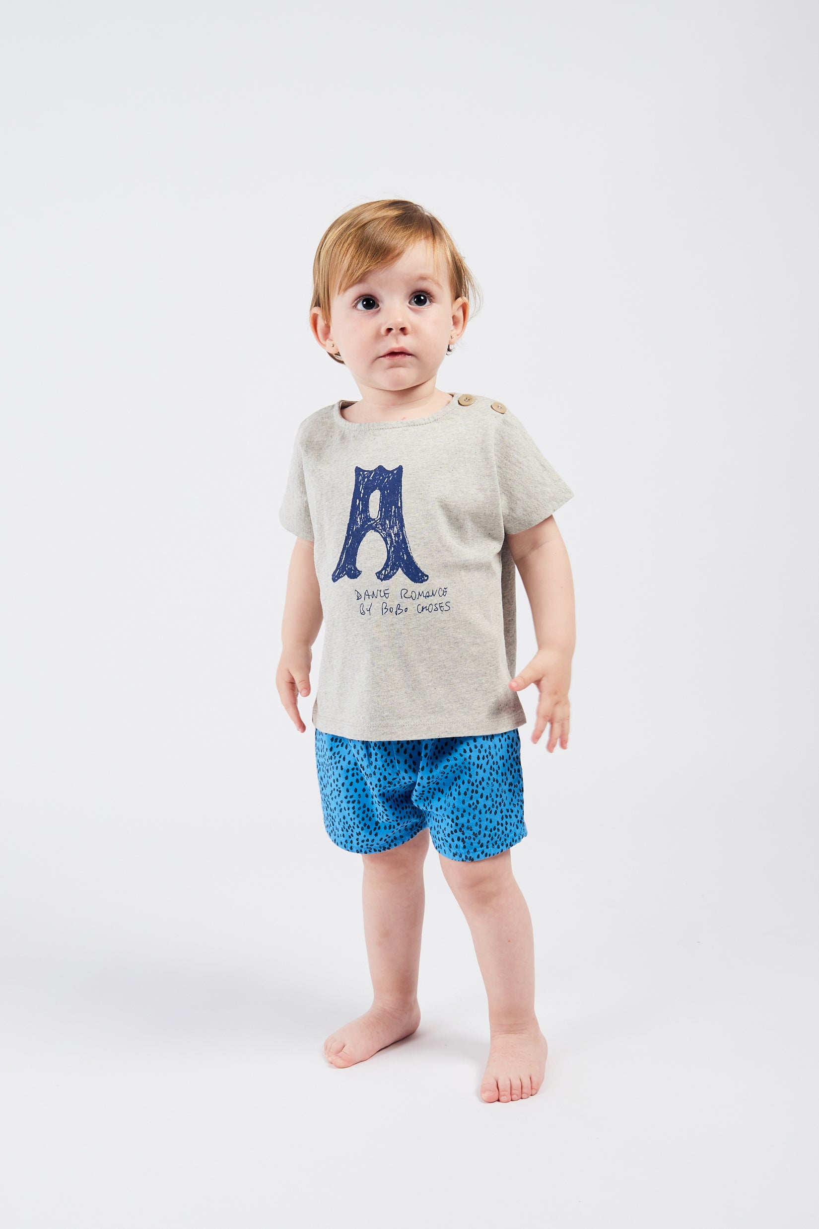 Baby Boys Grey Pattern Cotton T-shirt