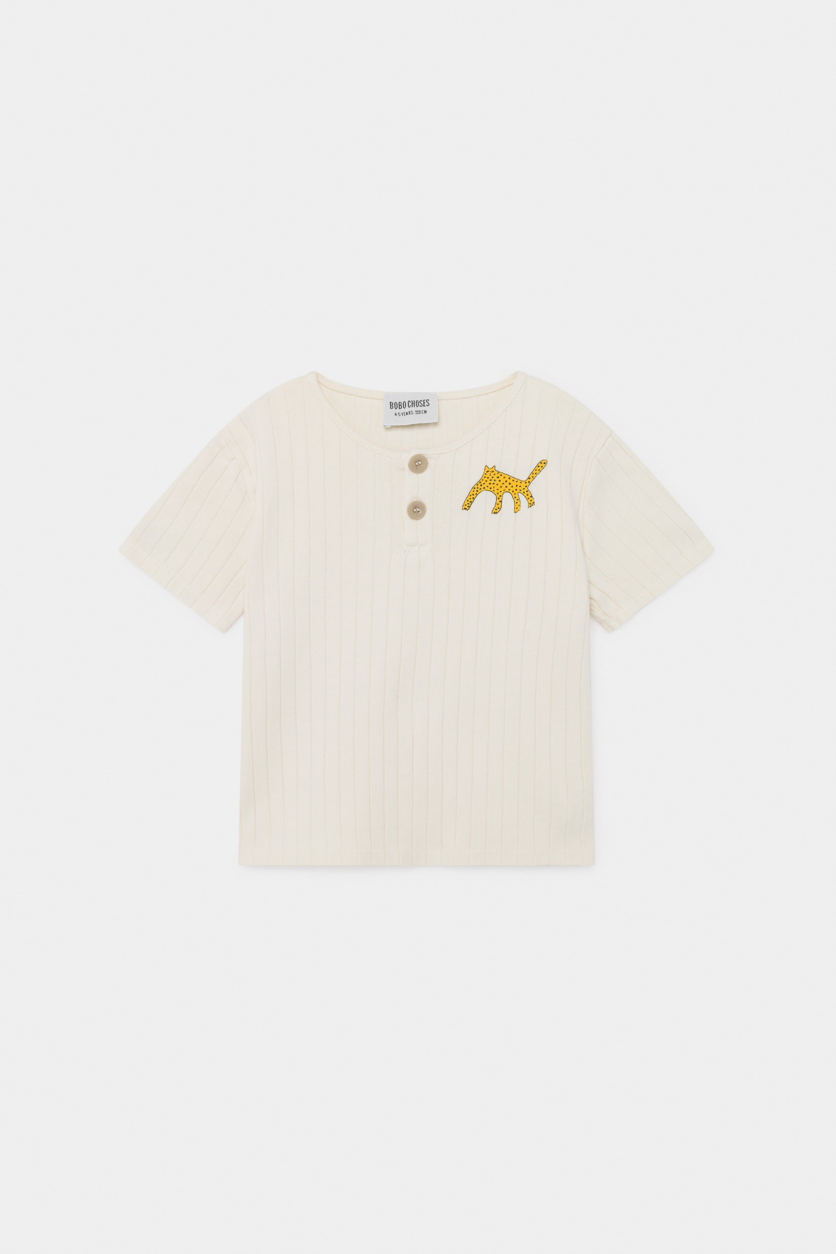 Boys Rice White Leopard Buttoned T-shirt