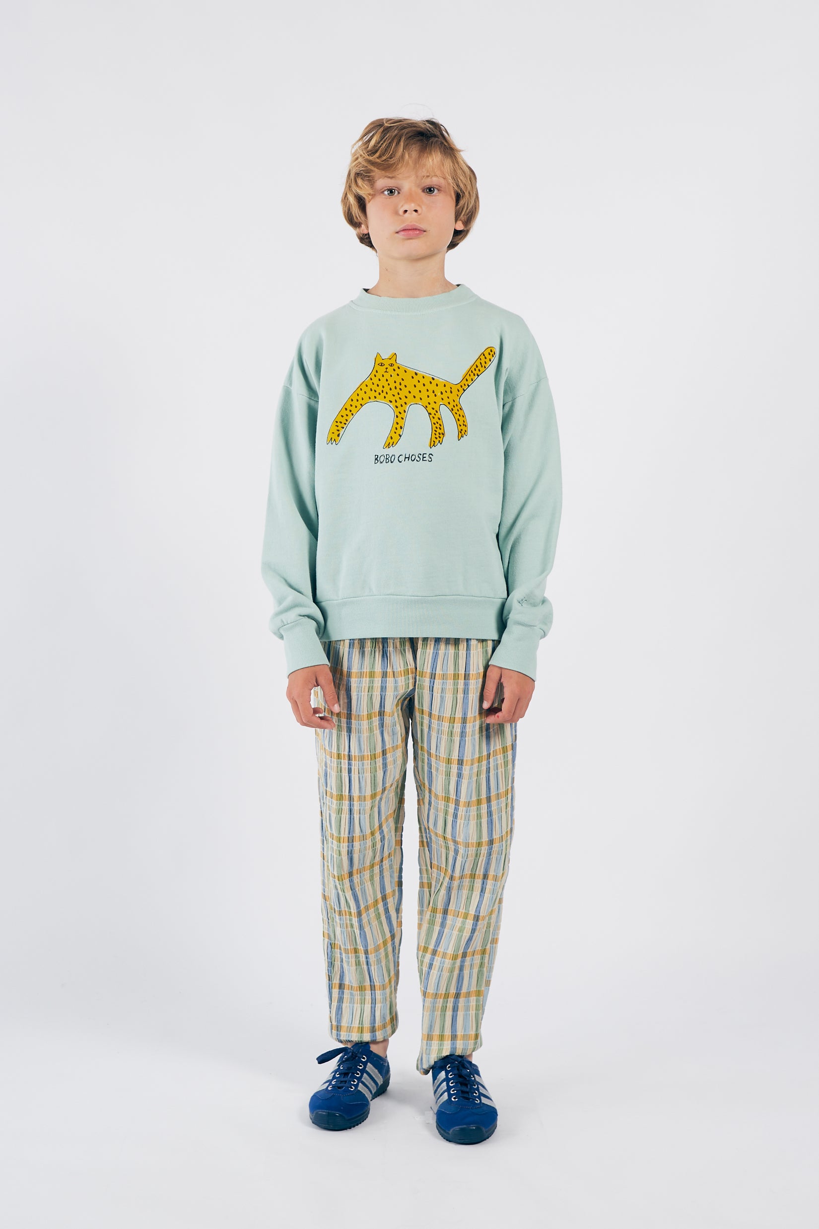 Boys Multicolor Check Baggy Trousers