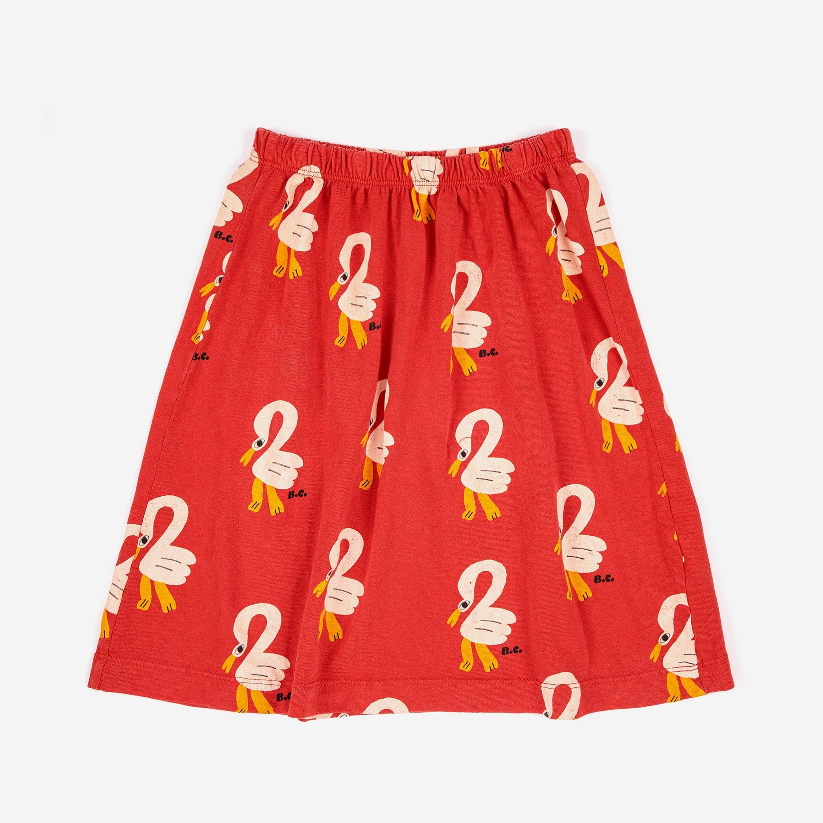 Girls Red Printed Cotton Skirt
