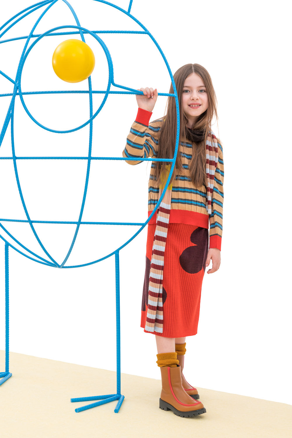 Girls Orange Wool Skirt