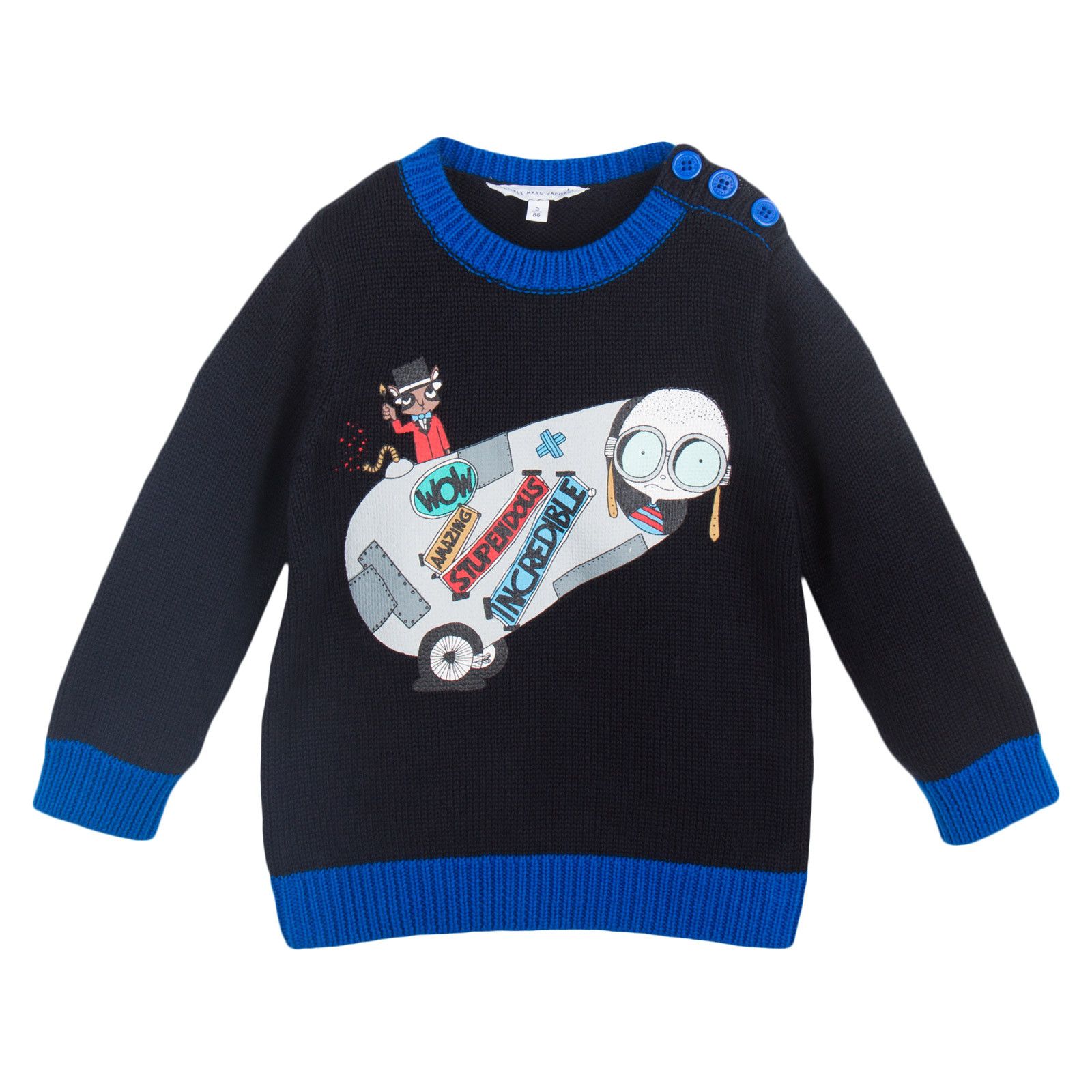 Boys Navy Blue 'Mr Marc' Knitted Sweater - CÉMAROSE | Children's Fashion Store - 1
