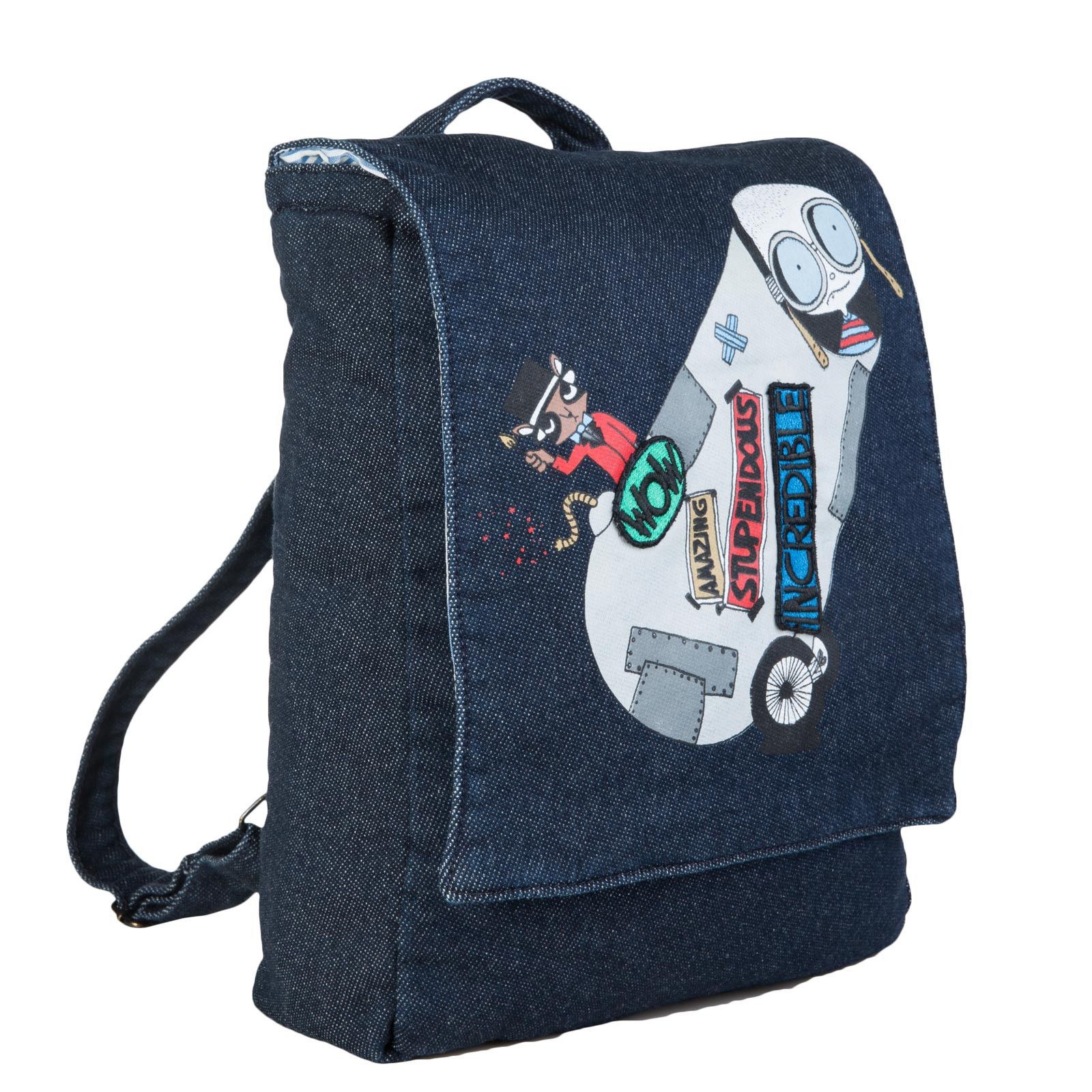 Boys Navy Blue Denim 'Mr Marc' Printed Backpack - CÉMAROSE | Children's Fashion Store - 2