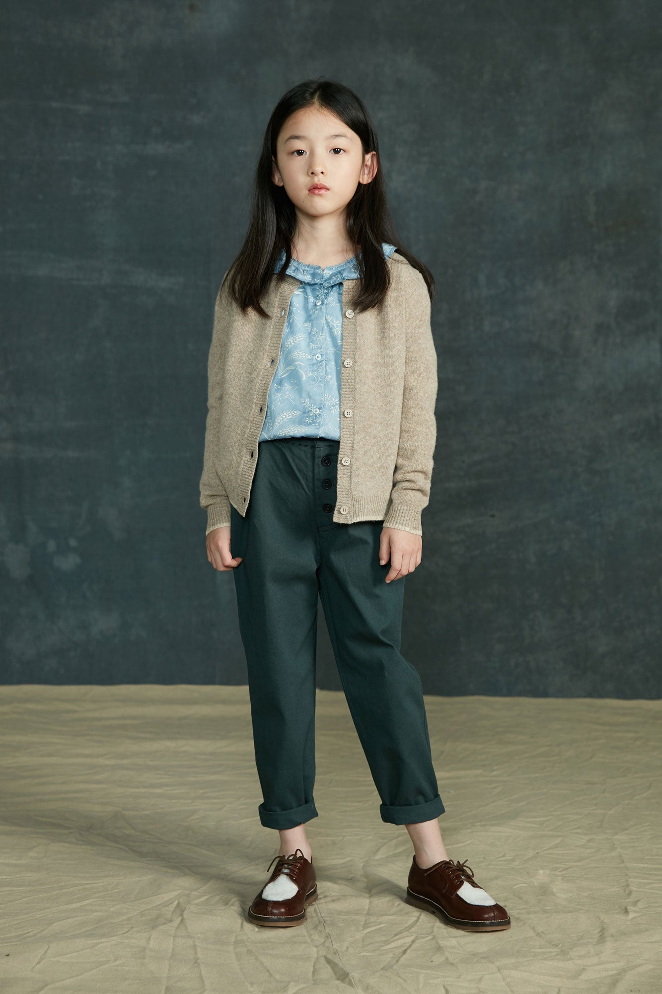 Boys & Girls Dark Green Cotton Trousers