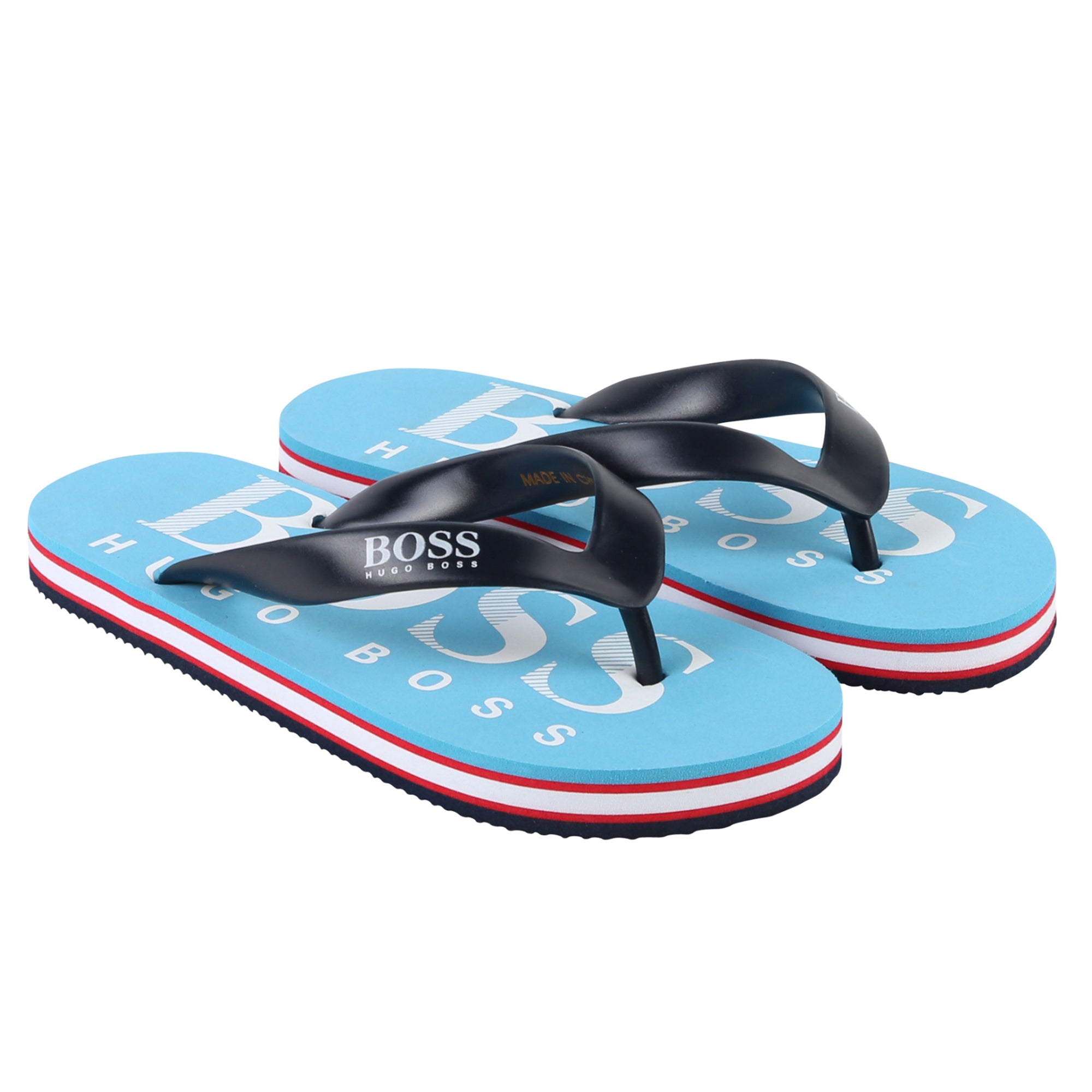 Boys Logo Printed Turquoise Flip Flops