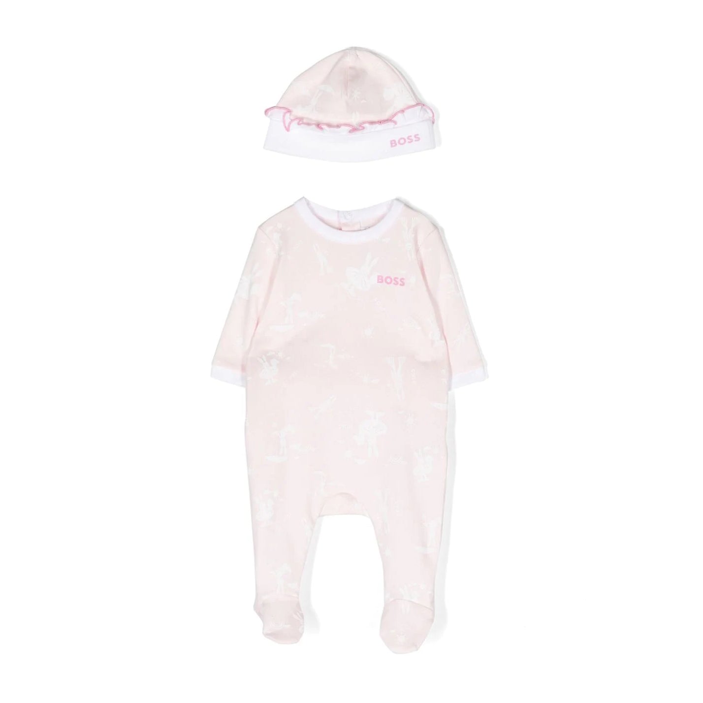 Baby Girls Pink Cotton Babysuit Set