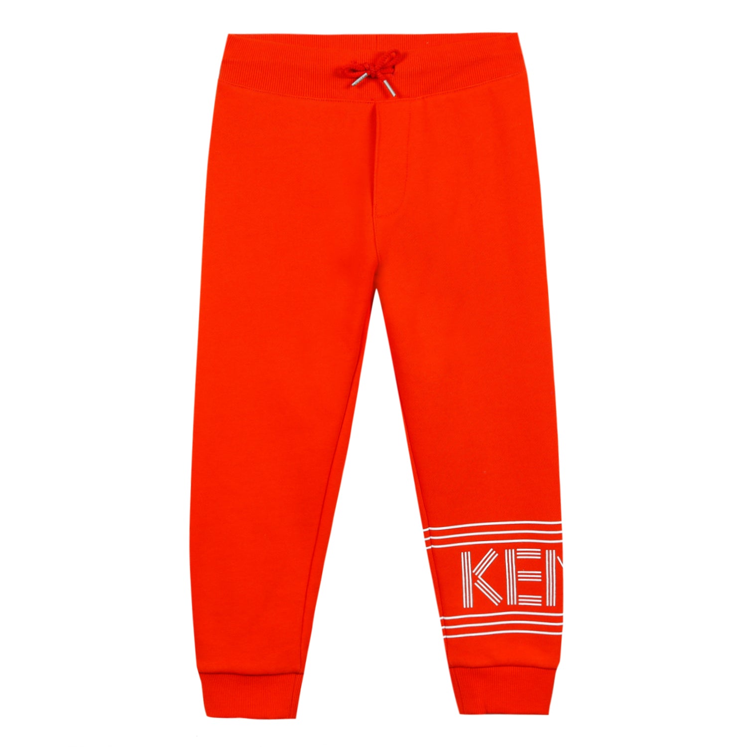 Boys Vivid Orange Logo Cotton Trousers