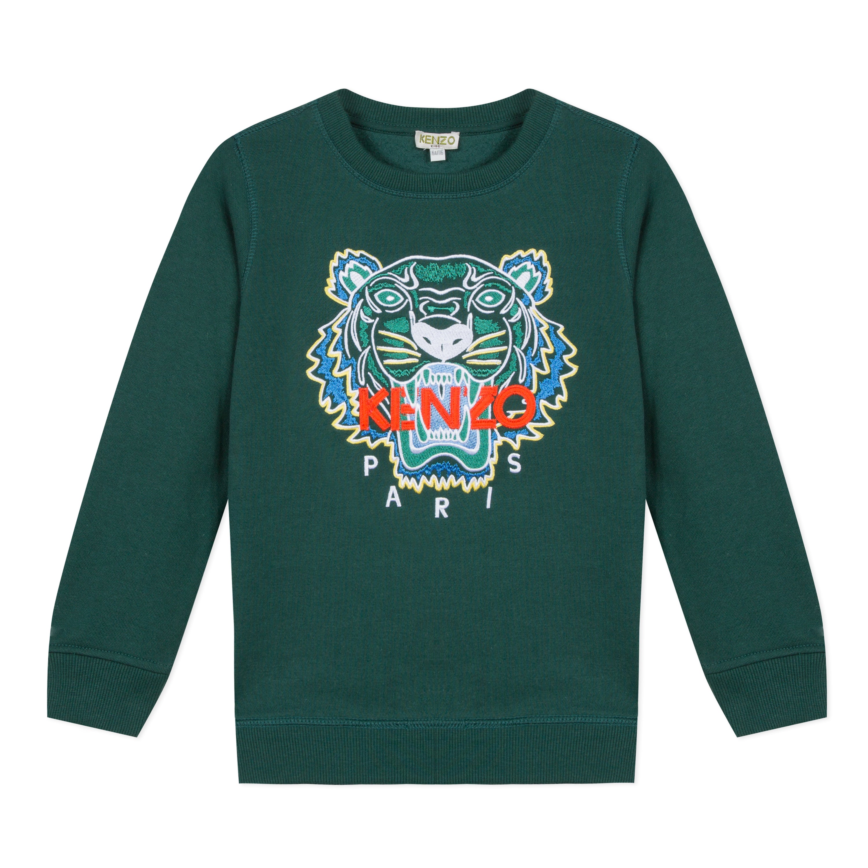 Boys Dark Green Tiger Cotton Sweatshirt