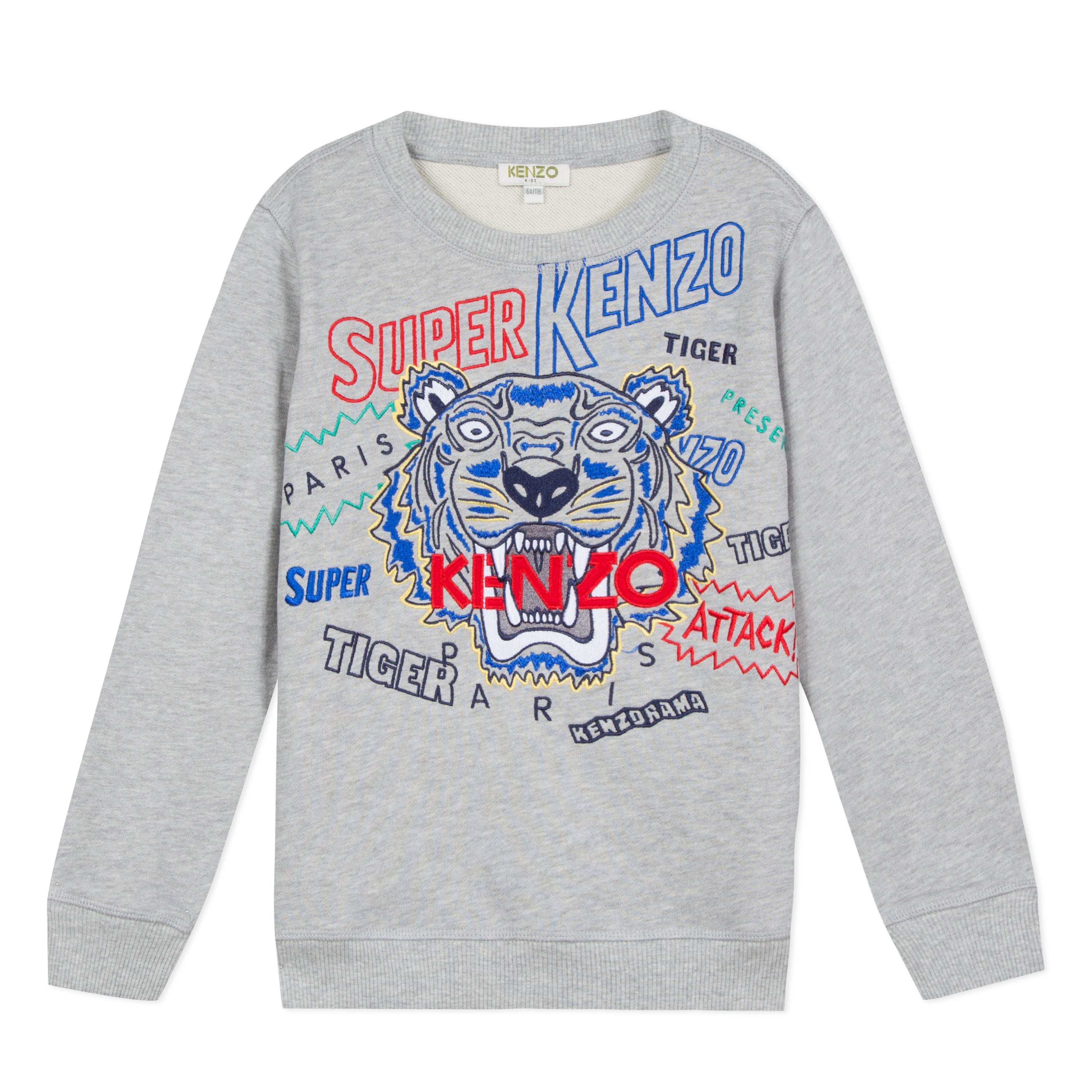 Boys Grey Tiger Cotton Sweatshirt