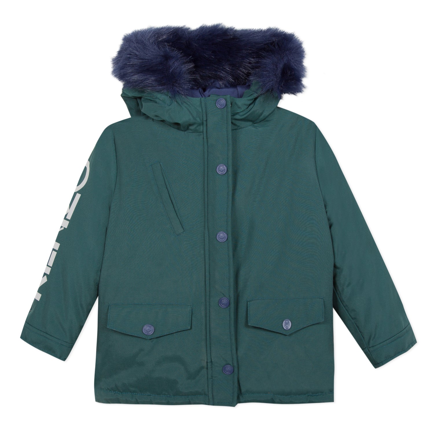 Boys Dark Green Hooded Coat