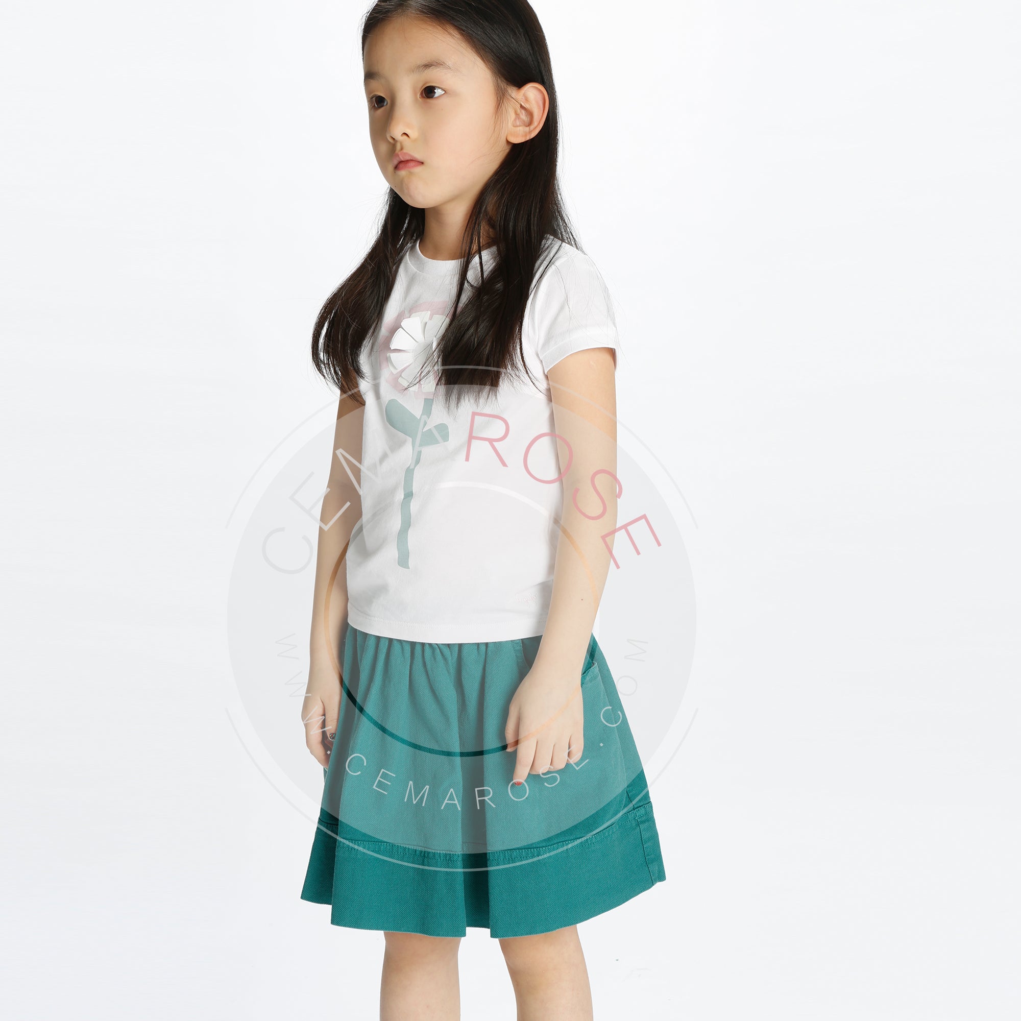 Girls Sea Green Cotton Skirt