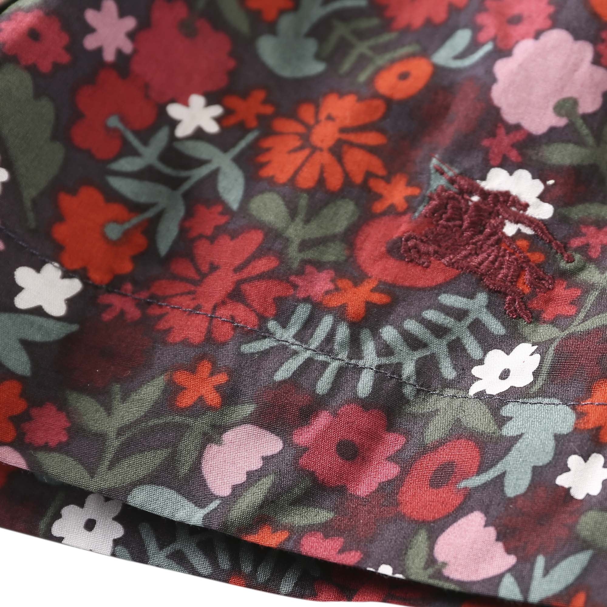 Baby Girls Antique Red Floral Printed Trims Dress - CÉMAROSE | Children's Fashion Store - 4