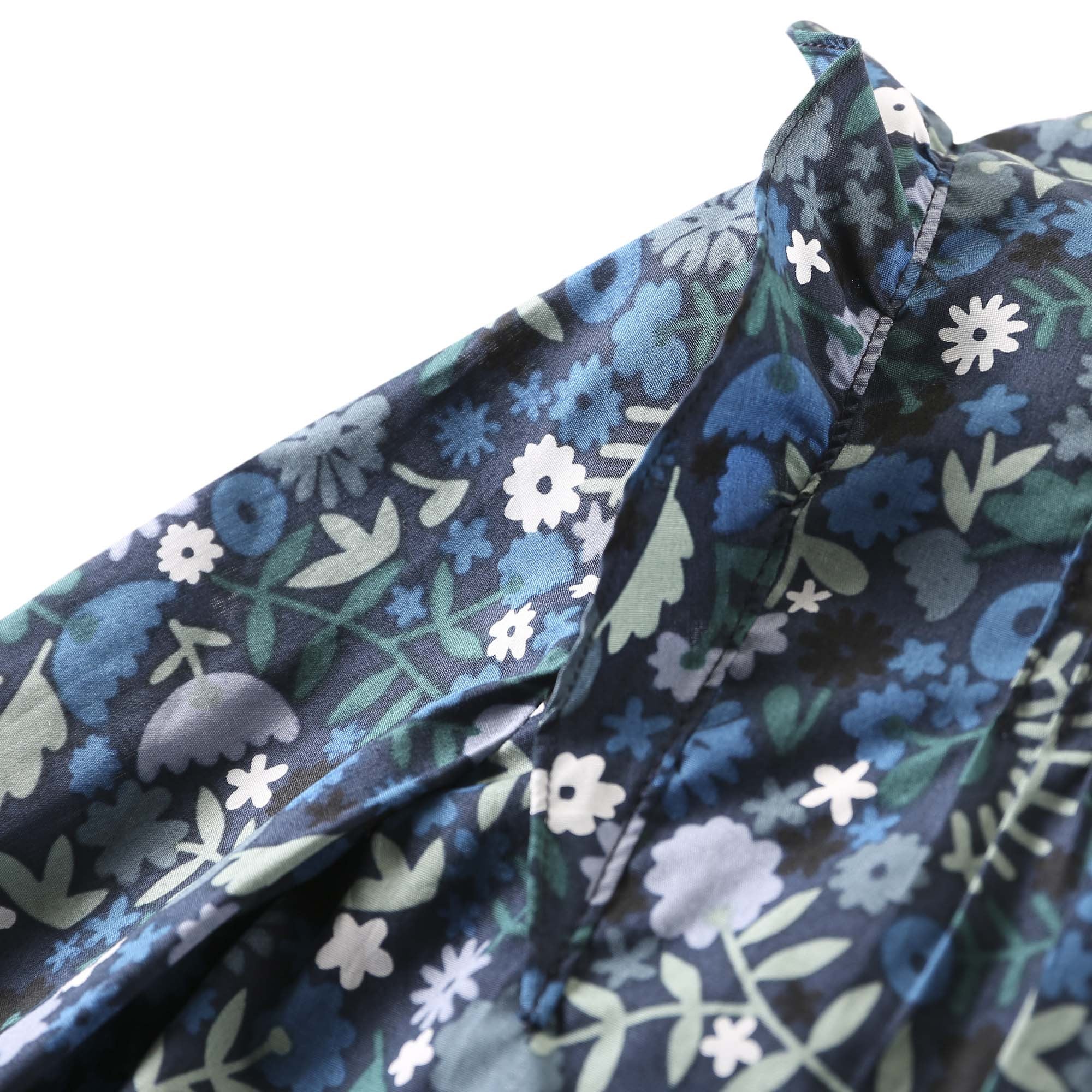 Baby Girls Hydrangea Blue Floral Printed Trims Blouse - CÉMAROSE | Children's Fashion Store - 4