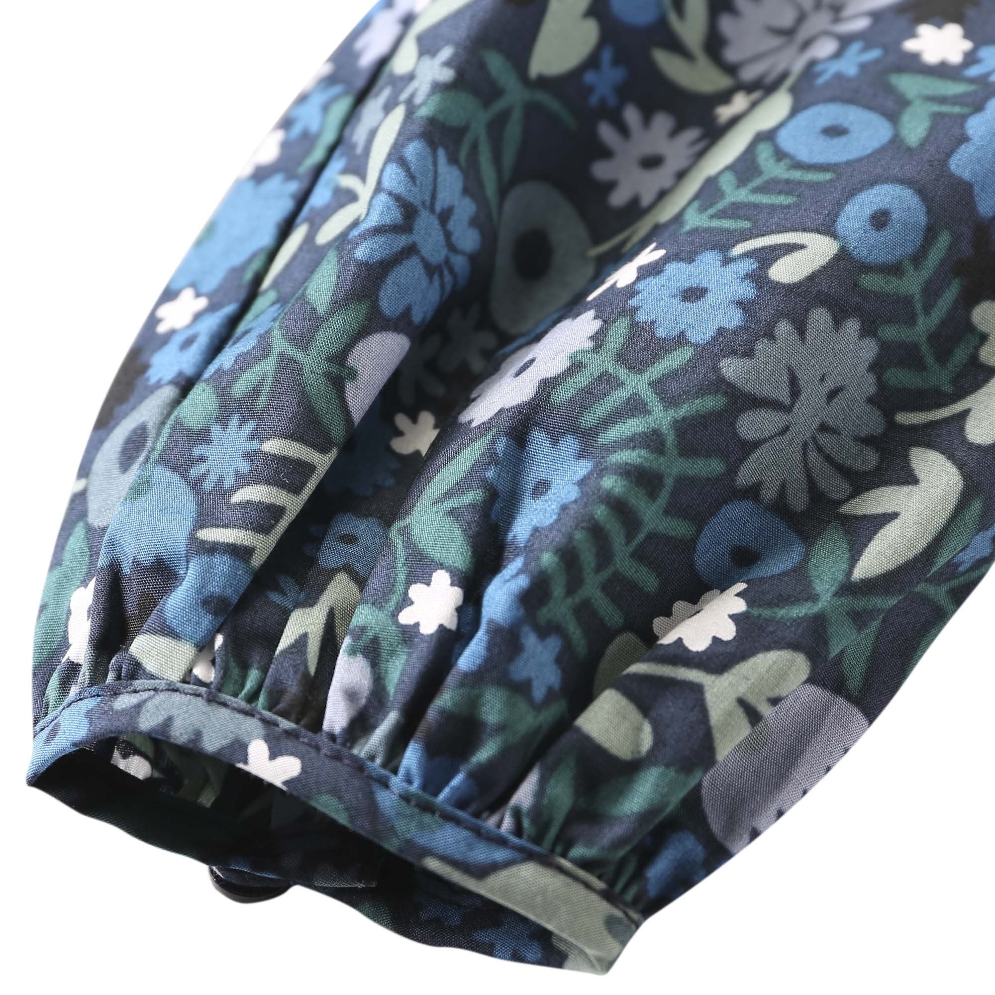 Baby Girls Hydrangea Blue Floral Printed Trims Blouse - CÉMAROSE | Children's Fashion Store - 5