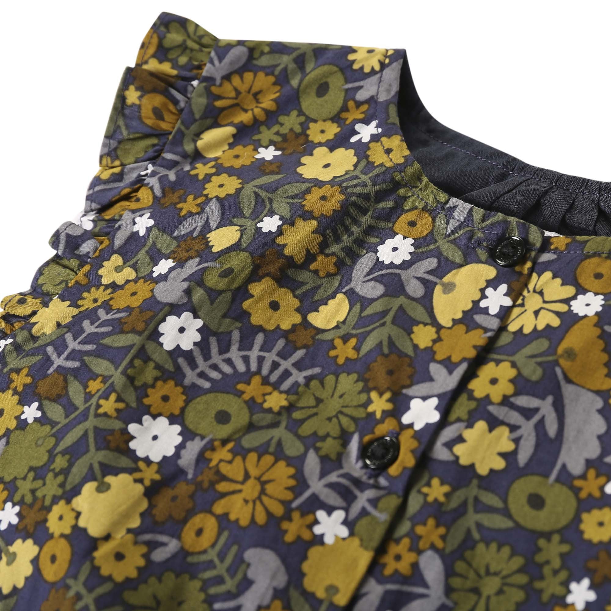 Baby Girls Dusty Yellow Floral Printed Trims Romper - CÉMAROSE | Children's Fashion Store - 4
