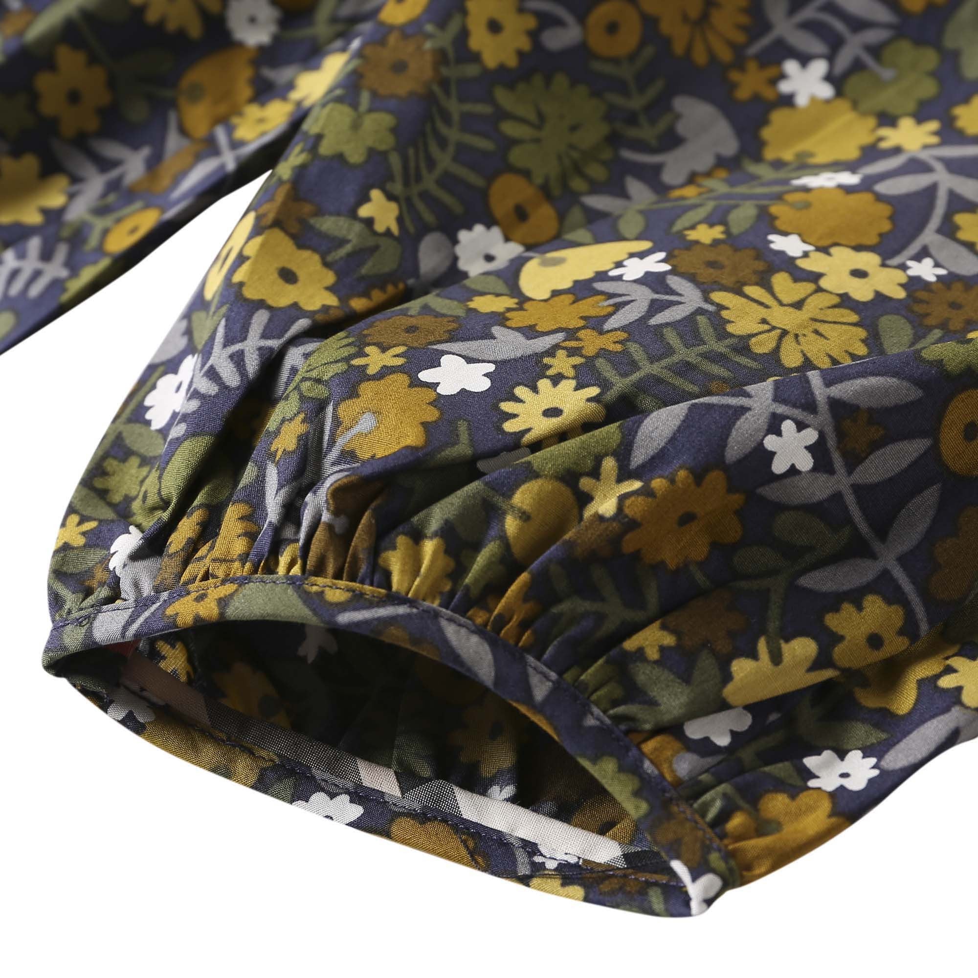 Baby Girls Dusty Yellow Floral Printed Trims Romper - CÉMAROSE | Children's Fashion Store - 5