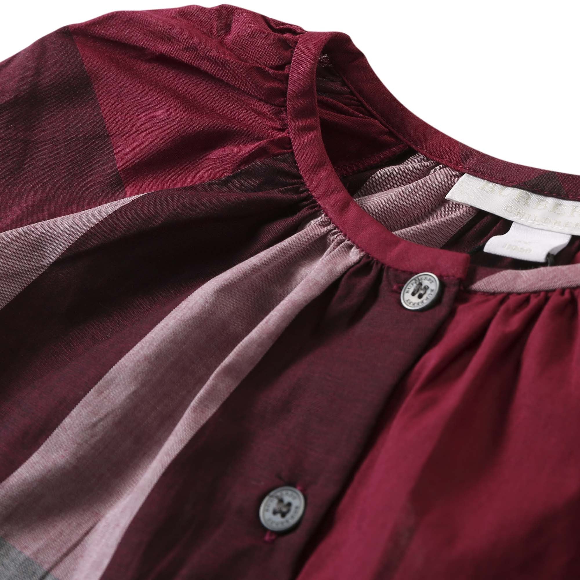 Girls Dark Plum Pink Check Cotton Blouse - CÉMAROSE | Children's Fashion Store - 3
