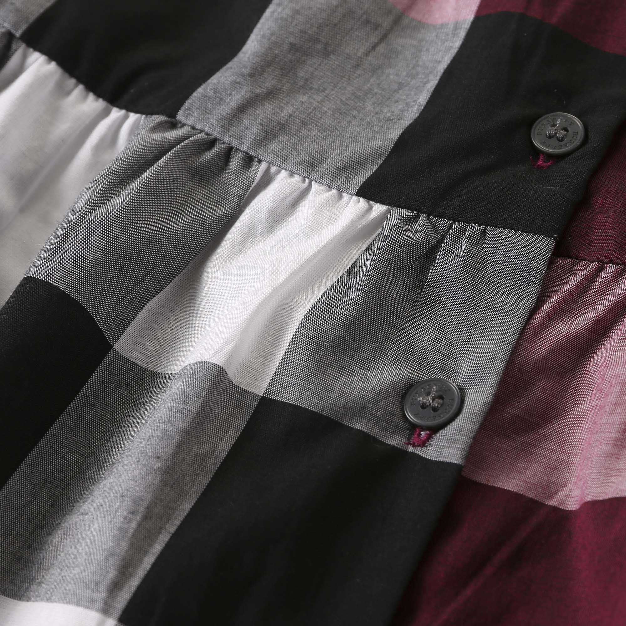 Girls Dark Plum Pink Check Cotton Blouse - CÉMAROSE | Children's Fashion Store - 4