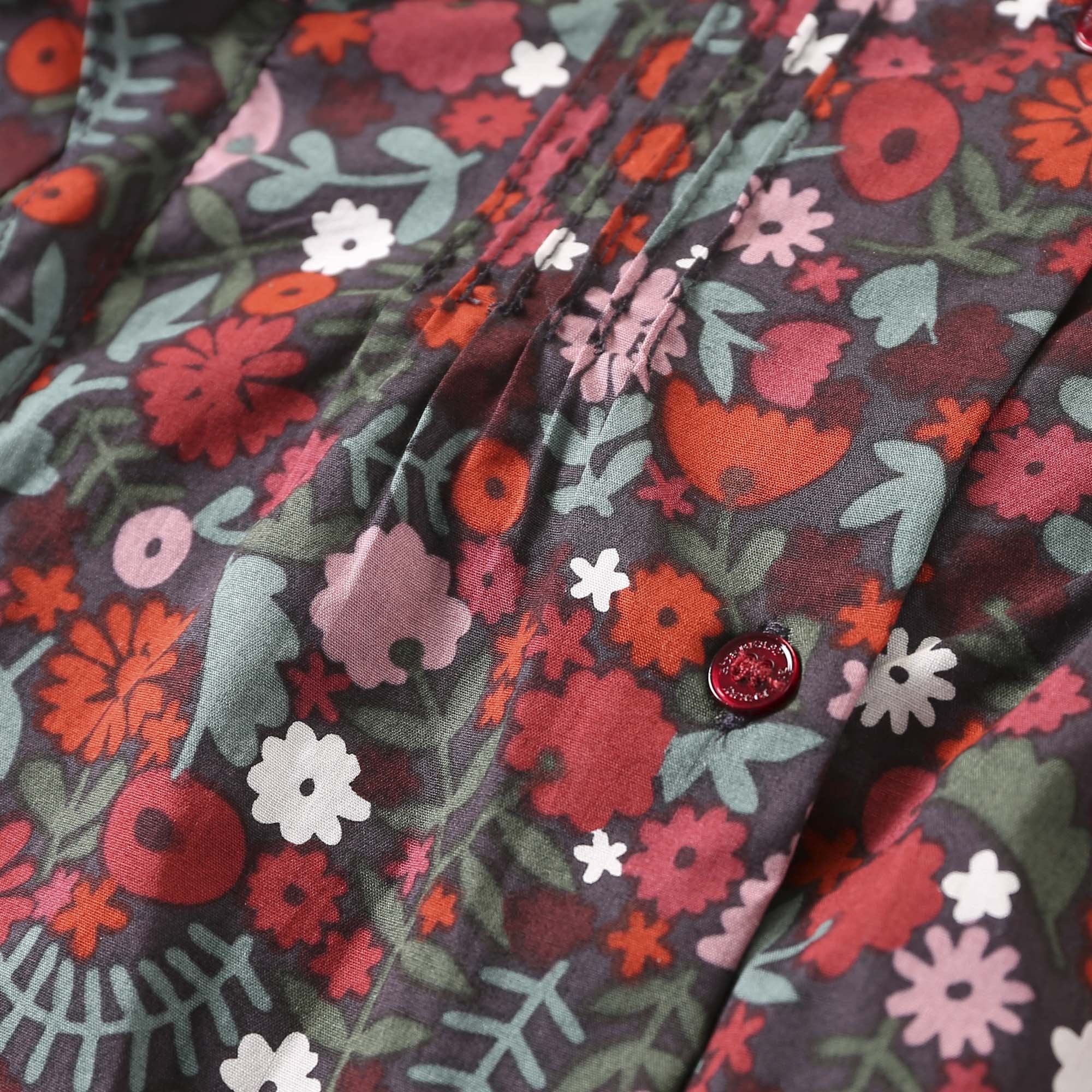 Baby Girls Antique Red Floral Printed Trims Blouse - CÉMAROSE | Children's Fashion Store - 4