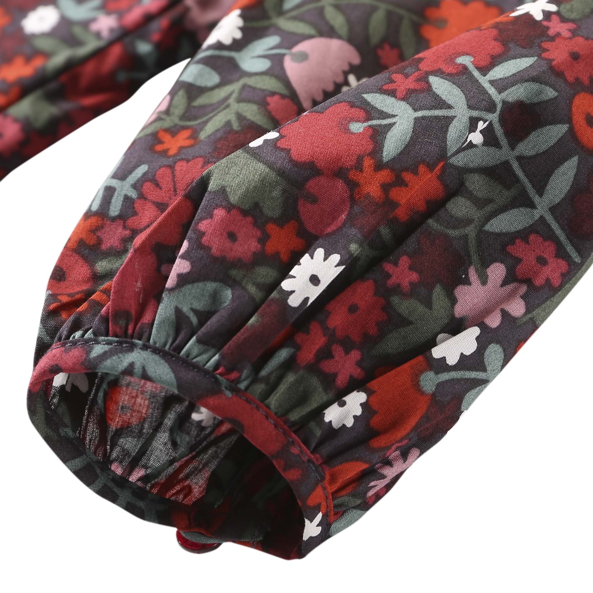 Baby Girls Antique Red Floral Printed Trims Blouse - CÉMAROSE | Children's Fashion Store - 6