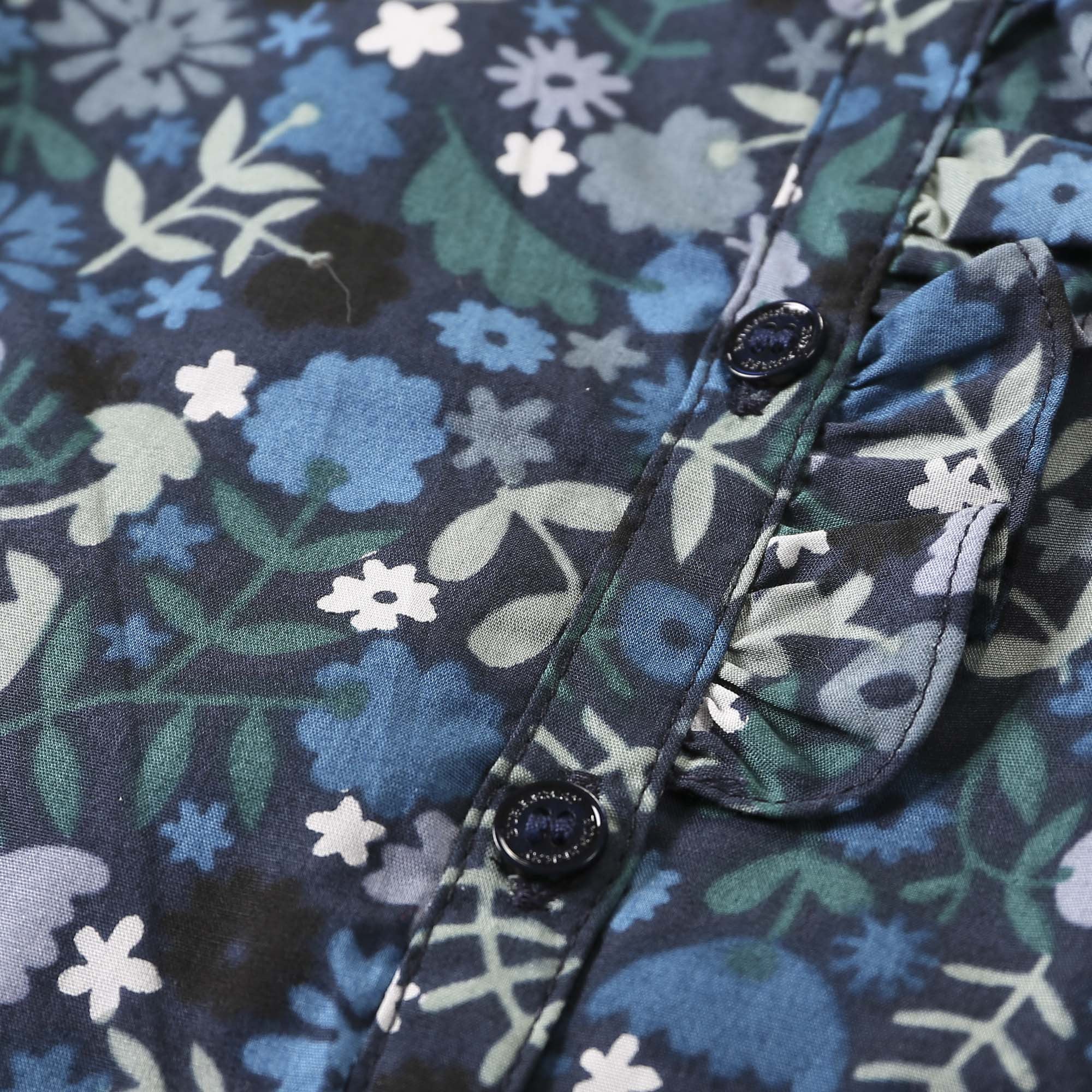 Baby Girls Hydrangea Blue Floral Printed Trims Dress - CÉMAROSE | Children's Fashion Store - 4