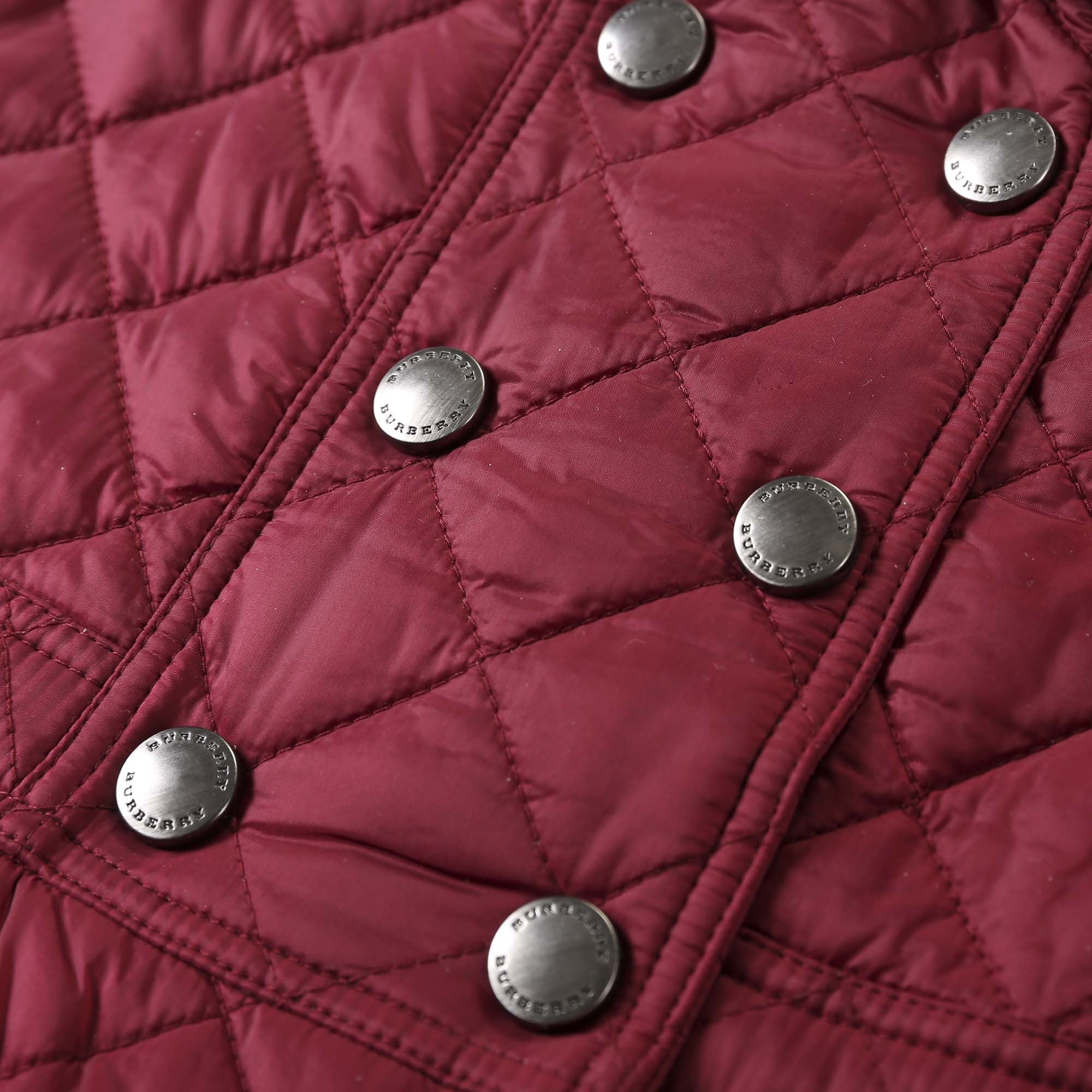 Girls Dark Pink Quilted Jacket With Check Trim - CÉMAROSE | Children's Fashion Store - 4