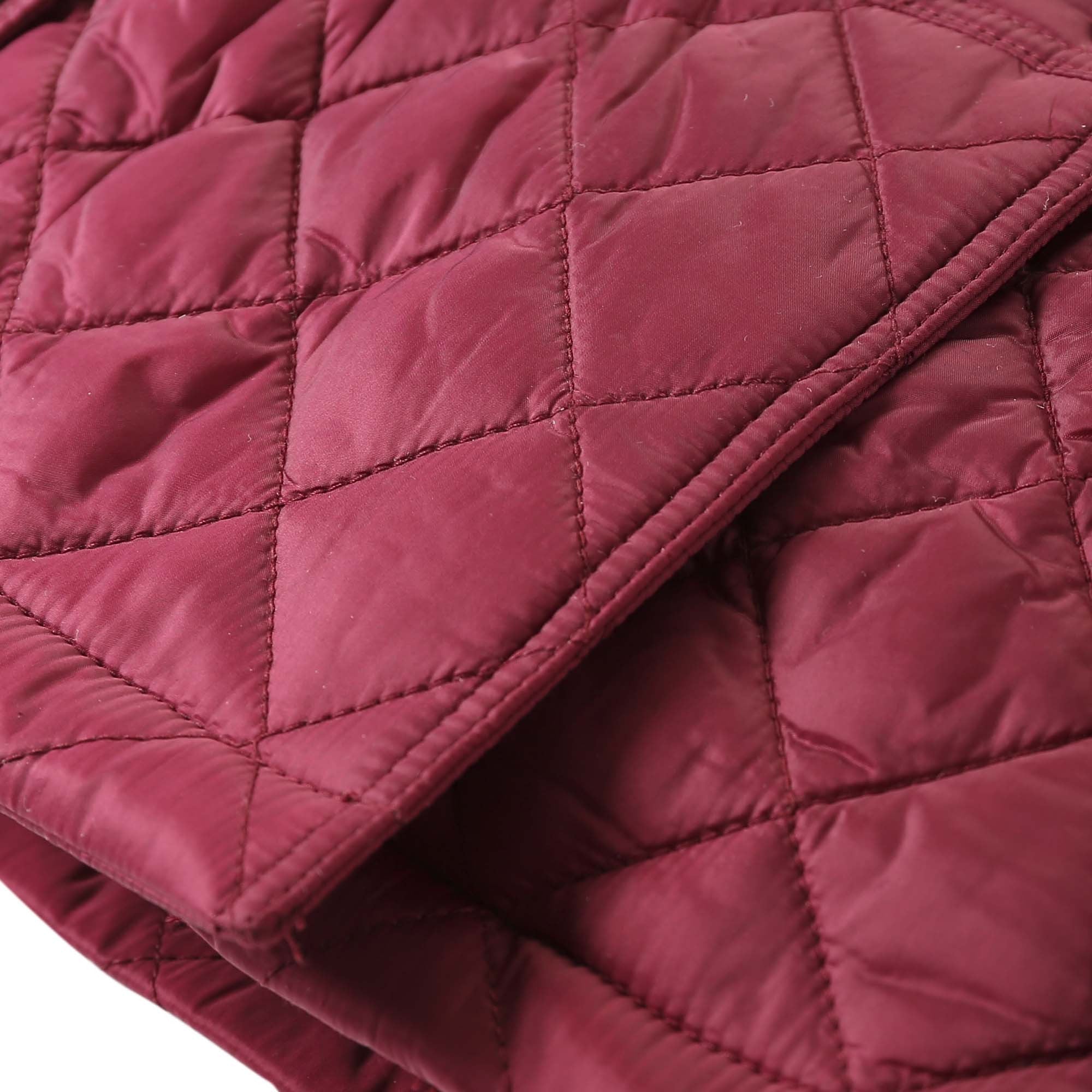 Girls Dark Pink Quilted Jacket With Check Trim - CÉMAROSE | Children's Fashion Store - 5