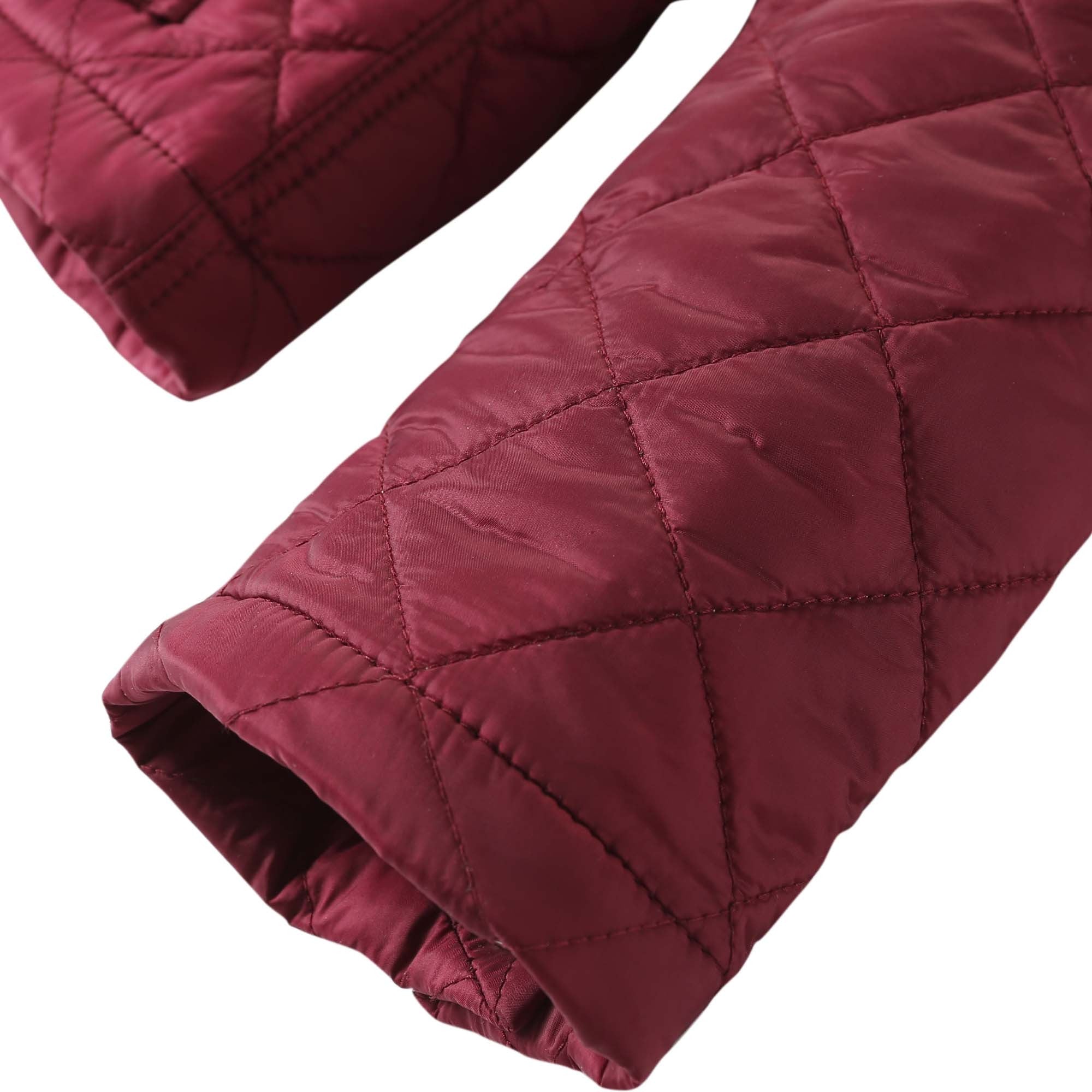 Girls Dark Pink Quilted Jacket With Check Trim - CÉMAROSE | Children's Fashion Store - 6