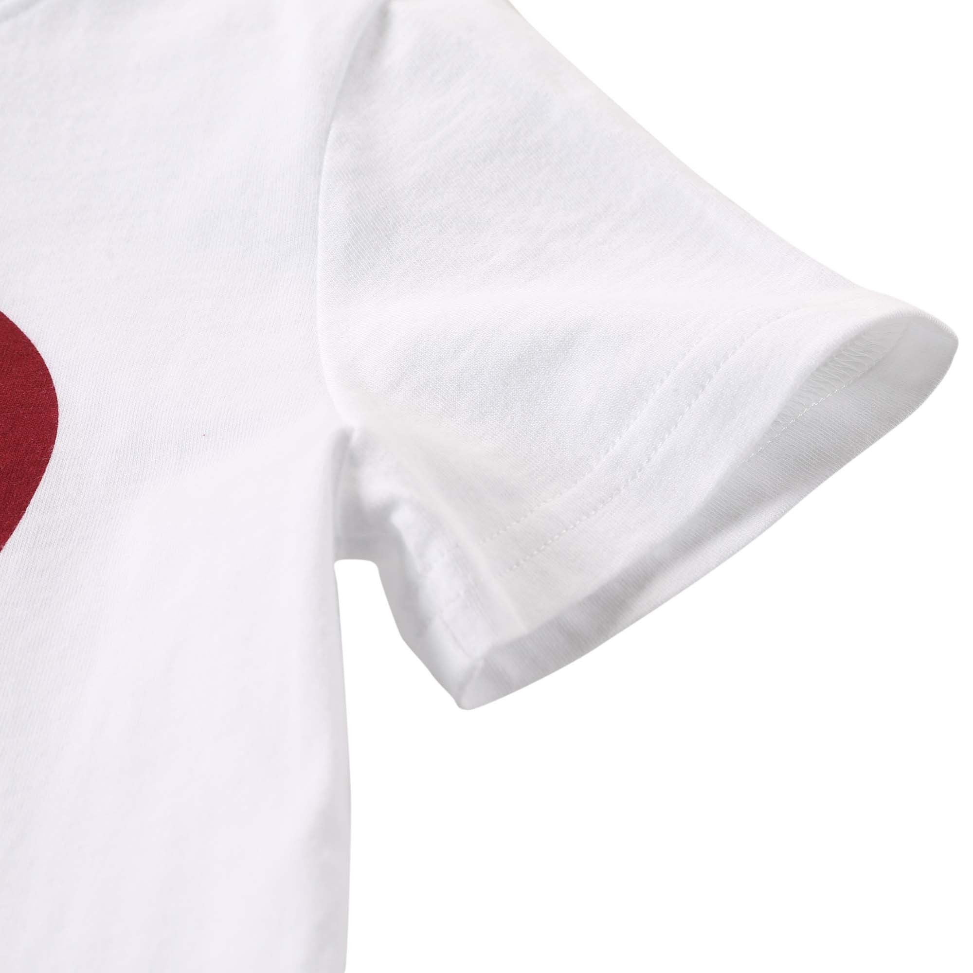 Girls White Cotton T-Shirt With Red Heart Trims - CÉMAROSE | Children's Fashion Store - 5