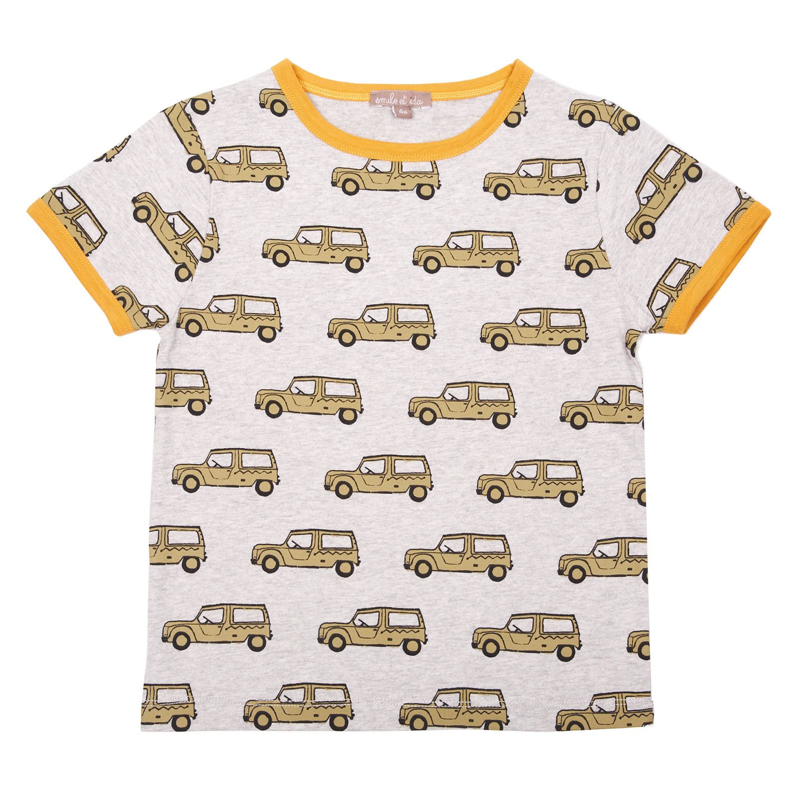 Boys & Girls Grey Cotton T-Shirt With Bus Print Trims - CÉMAROSE | Children's Fashion Store