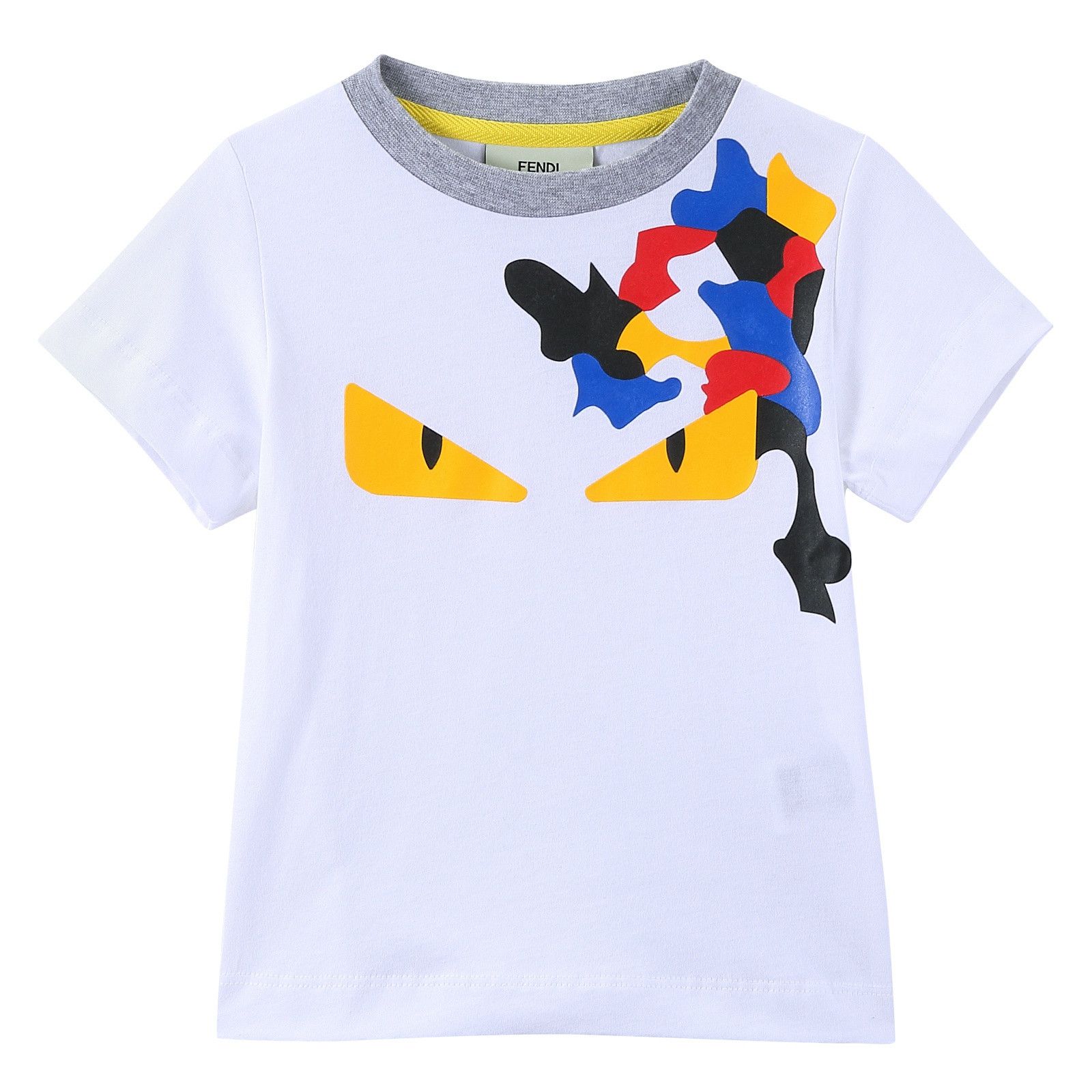 Boys White 'Monster' Eyes Printed Cotton T-Shirt - CÉMAROSE | Children's Fashion Store - 1