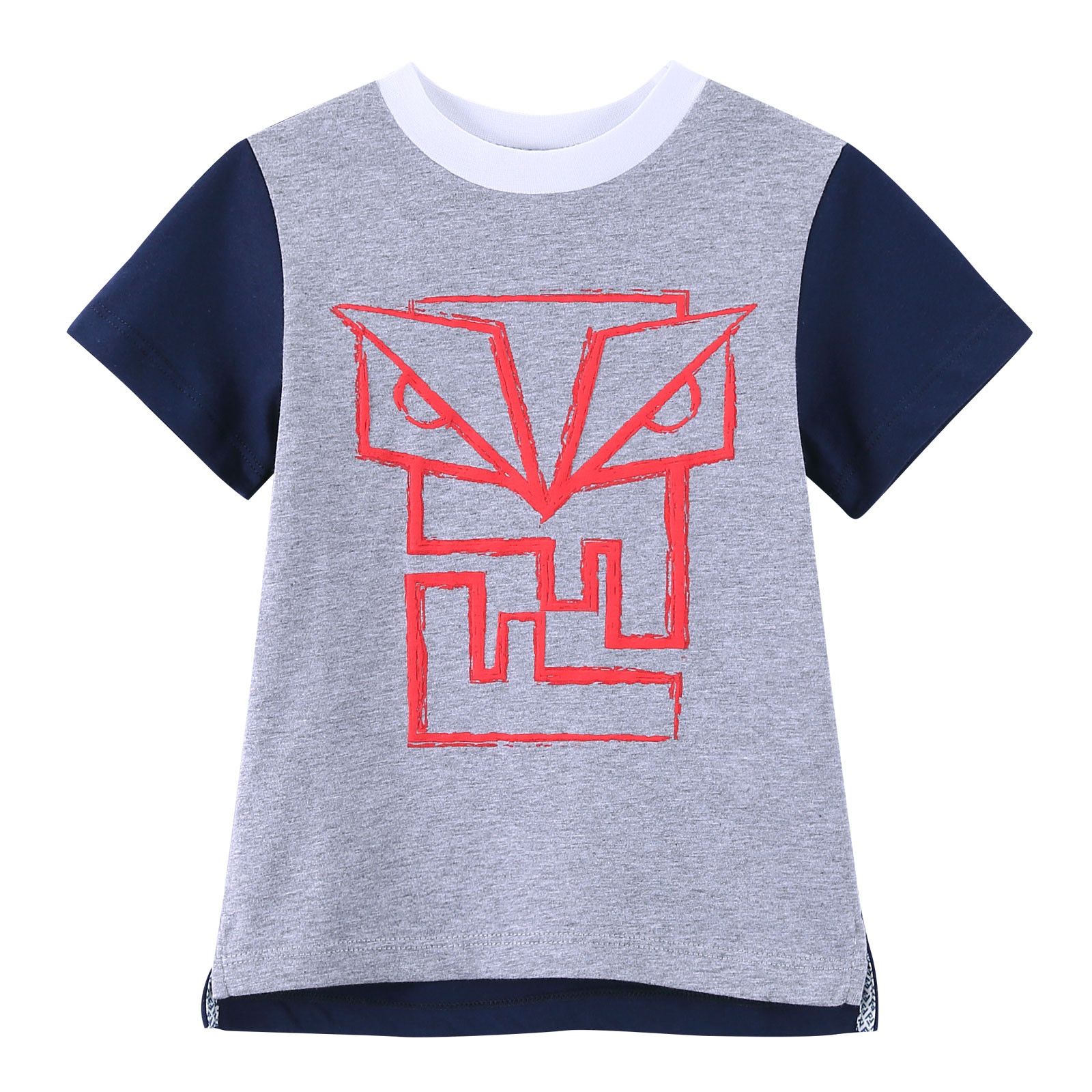 Boys Grey&Blue 'FF Monster' Printed Cotton T-Shirt - CÉMAROSE | Children's Fashion Store - 1
