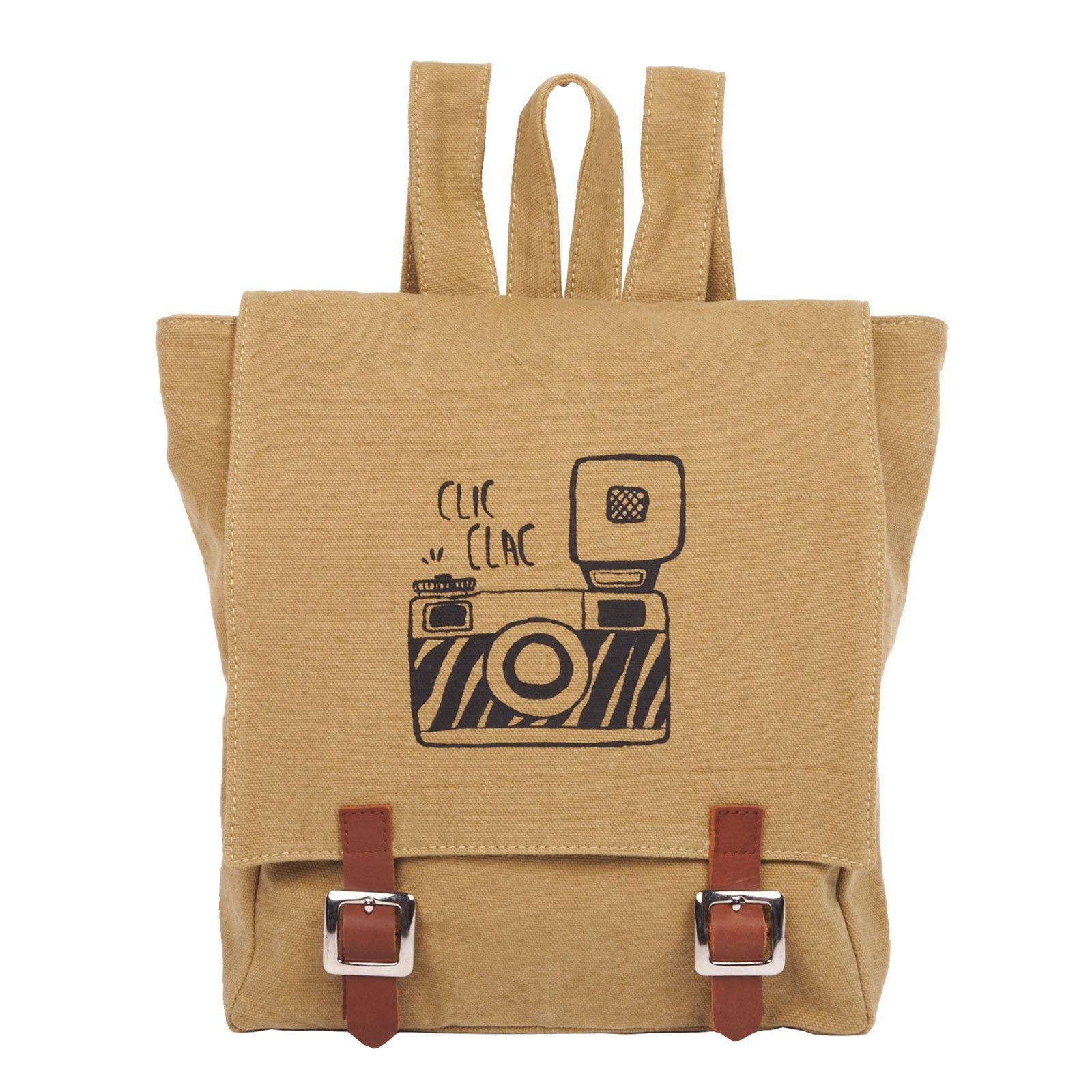 Boys & Girls Brown Camera Printed Cotton Bag - CÉMAROSE | Children's Fashion Store
