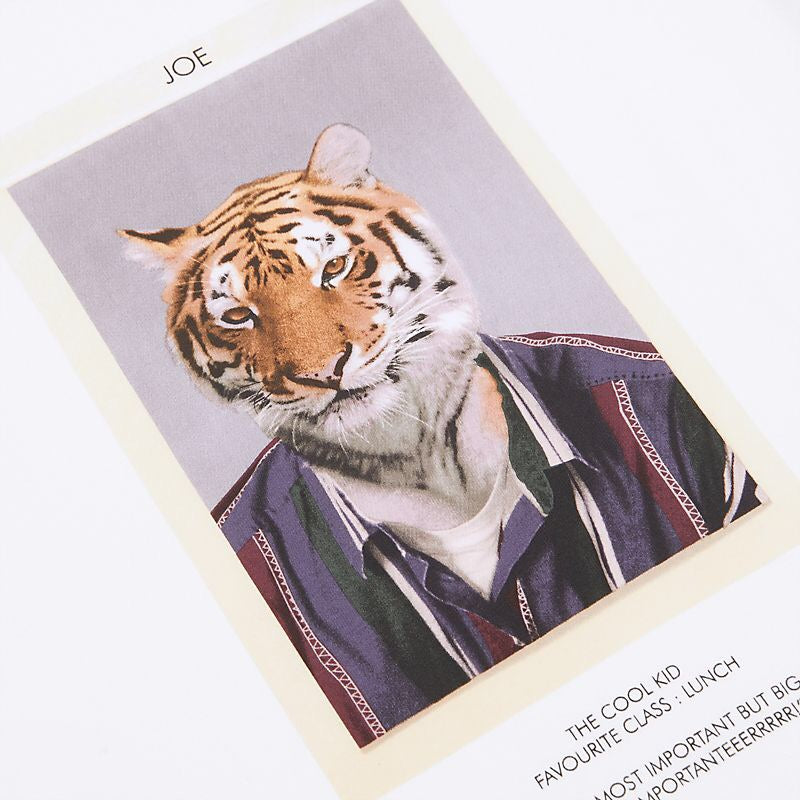 Boys White Tiger Cotton T-Shirt