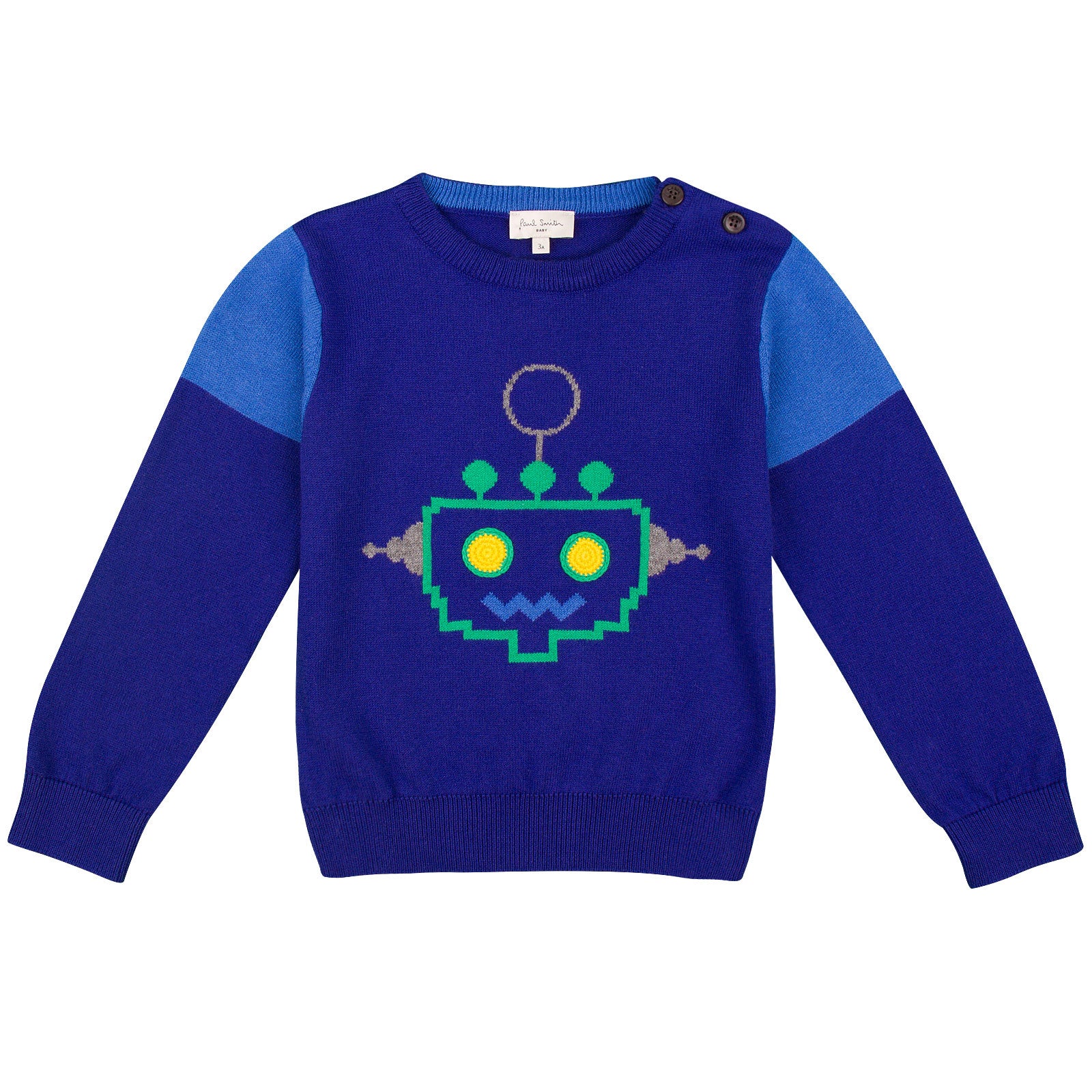 Baby Boys Regatta Blue Embroidered Robot Sweater - CÉMAROSE | Children's Fashion Store - 1