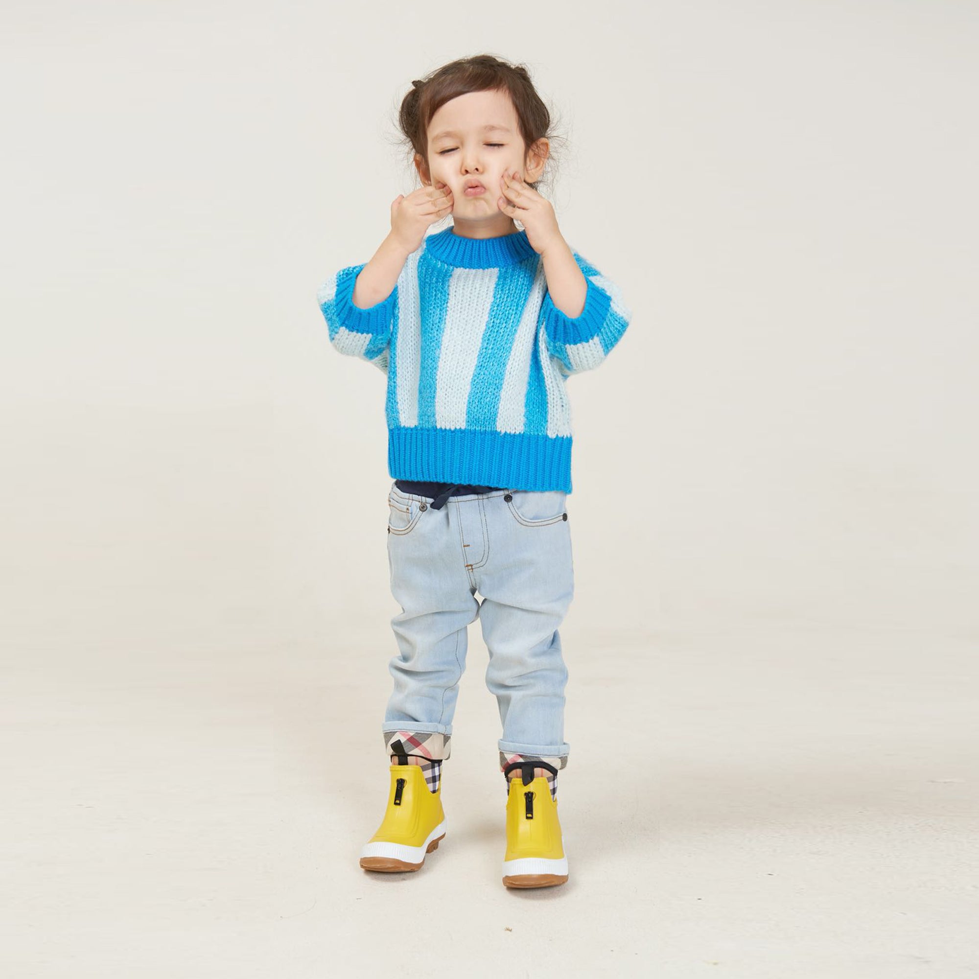Girls Bright Blue Tussah Silk Sweater