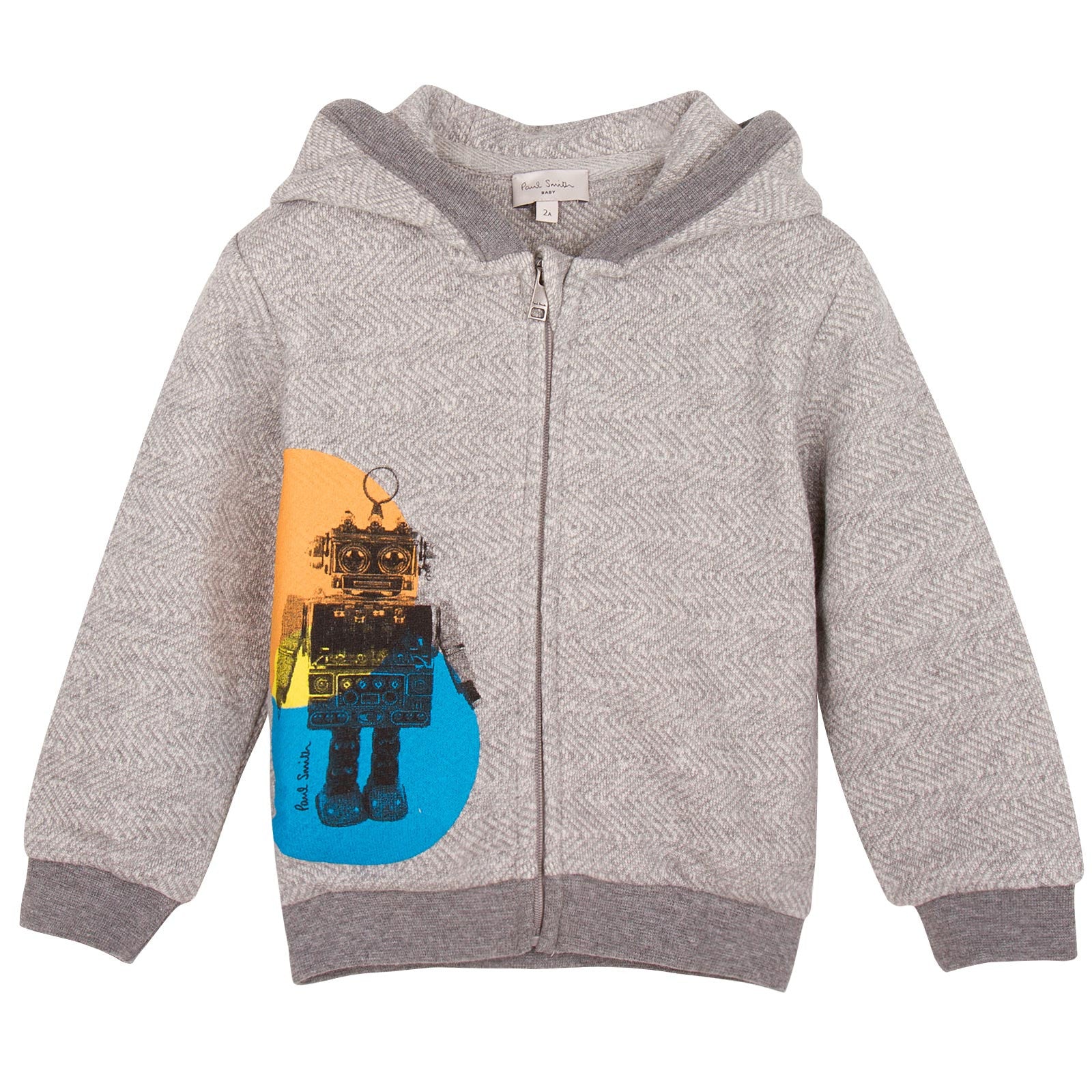 Baby Boys Grey Robot Printed Zip-Up Top - CÉMAROSE | Children's Fashion Store - 1
