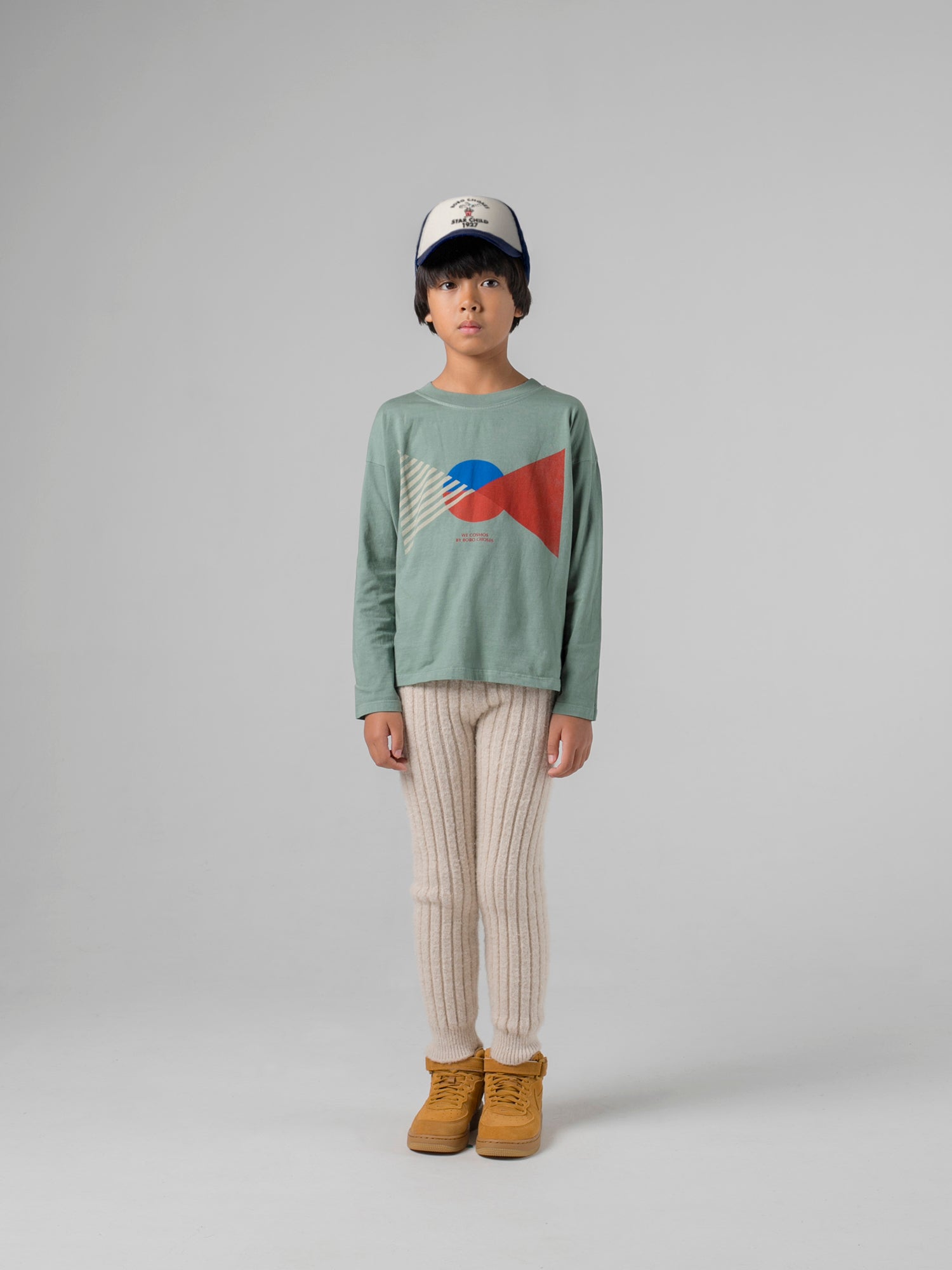 Boys Green Flag Long Sleeve Cotton T-Shirt