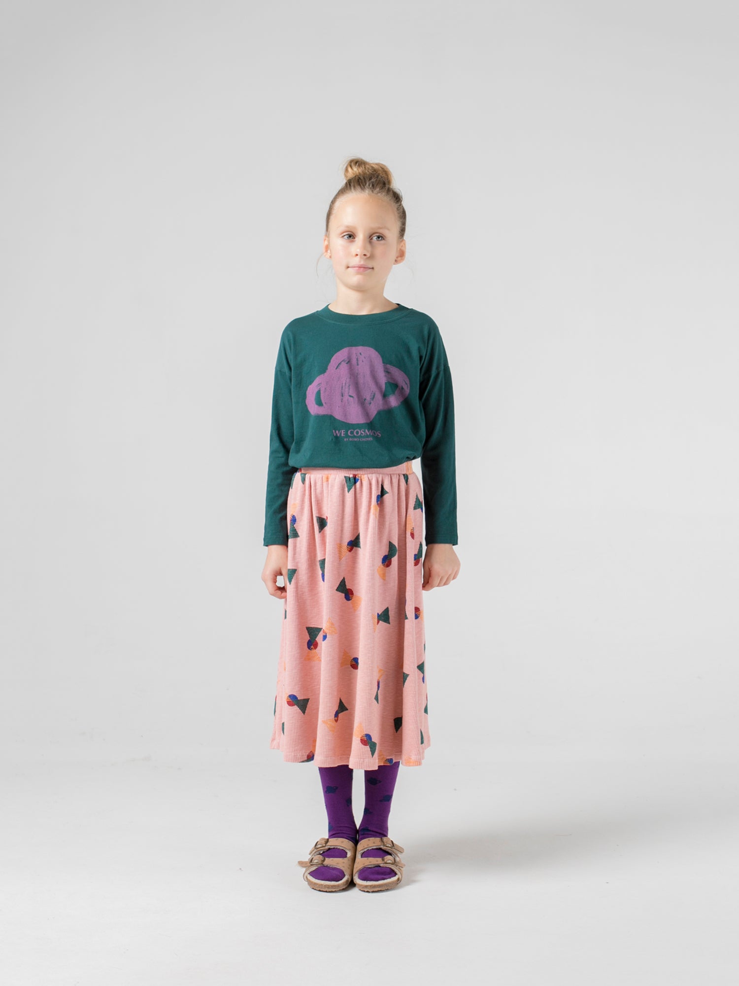Boys & Girls Green Saturn Long Sleeve Cotton T-Shirt