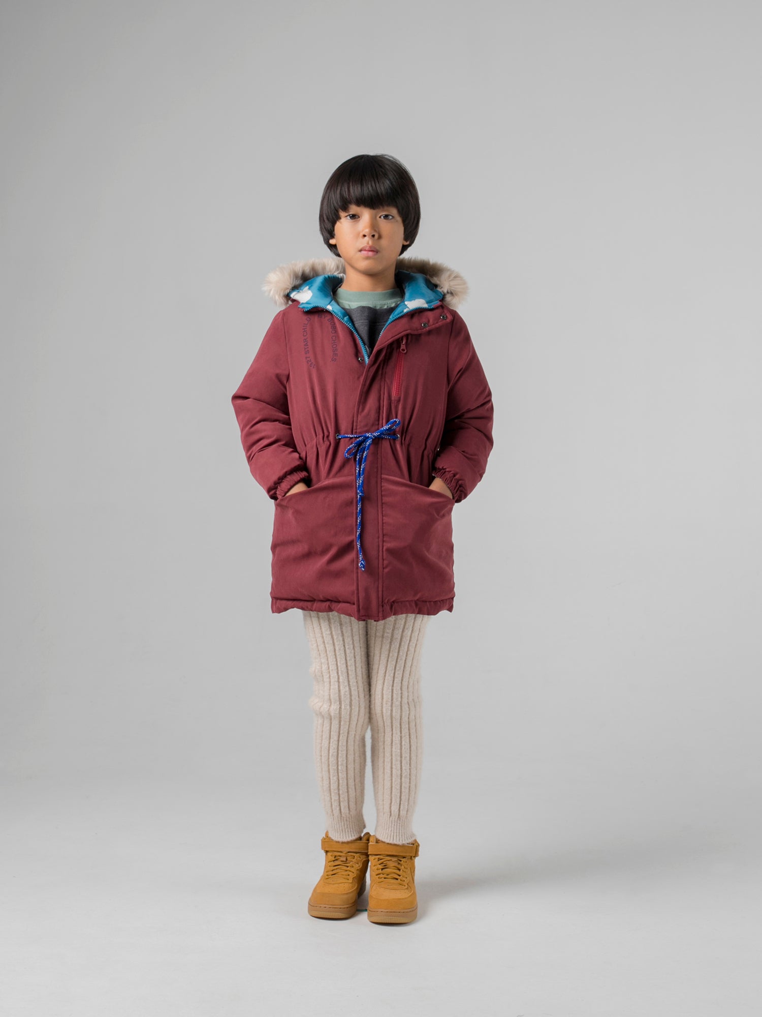 Boys Red & Blue Saturn Hooded Reversible Coat