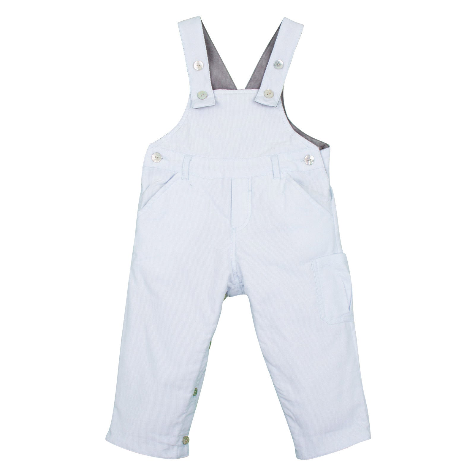Baby Boys White Cotton Dungarees With Pockets - CÉMAROSE | Children's Fashion Store - 1