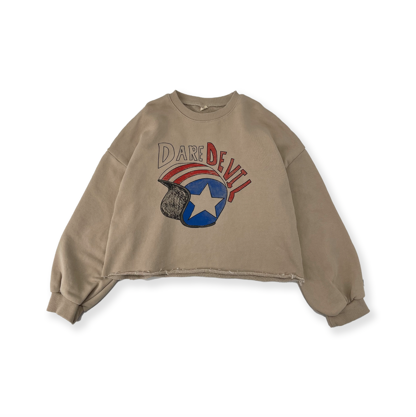 Girls Beige Printed Cotton Sweatshirt